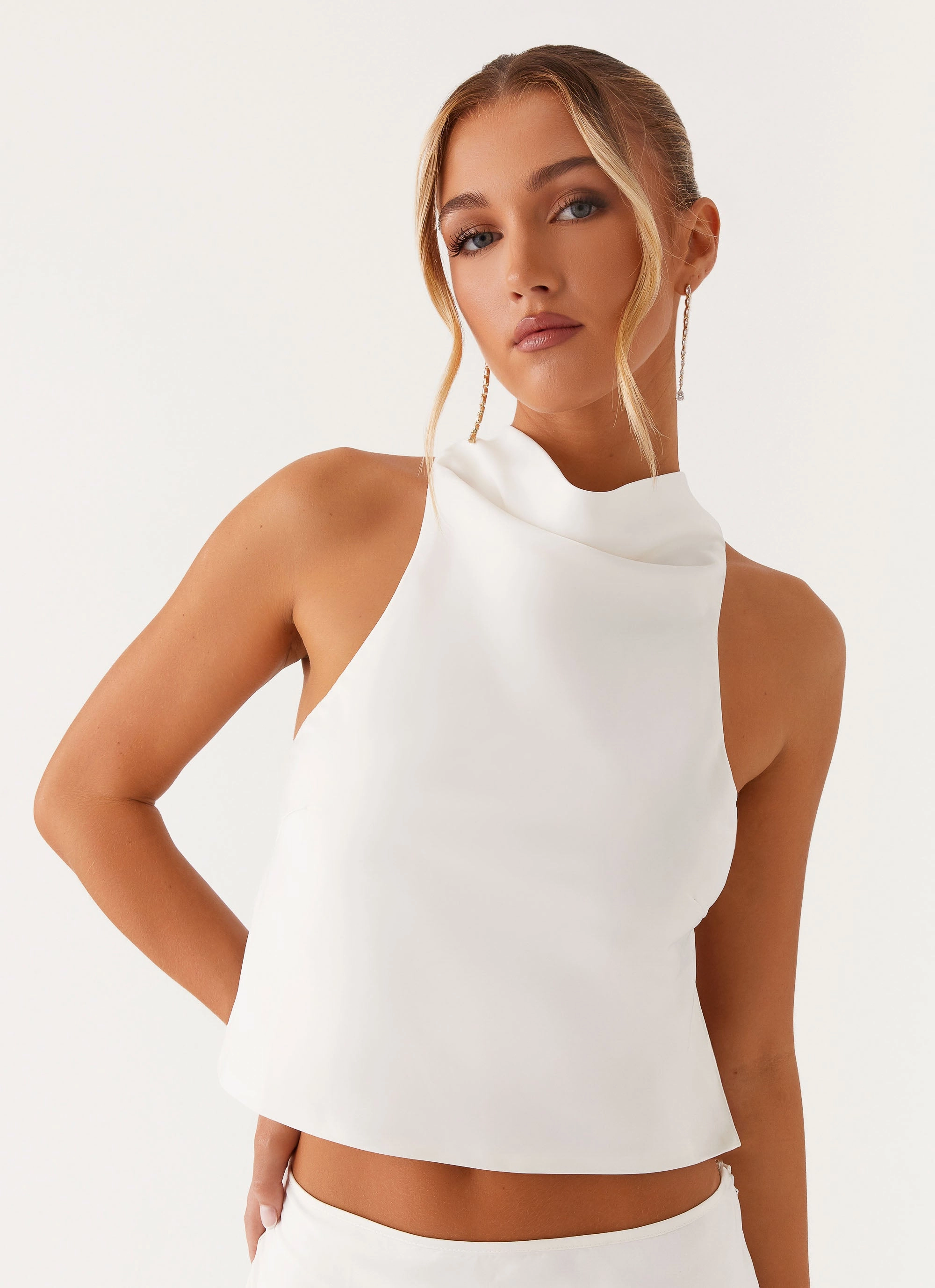 TurtleneckDesign Brookie Satin Top - White