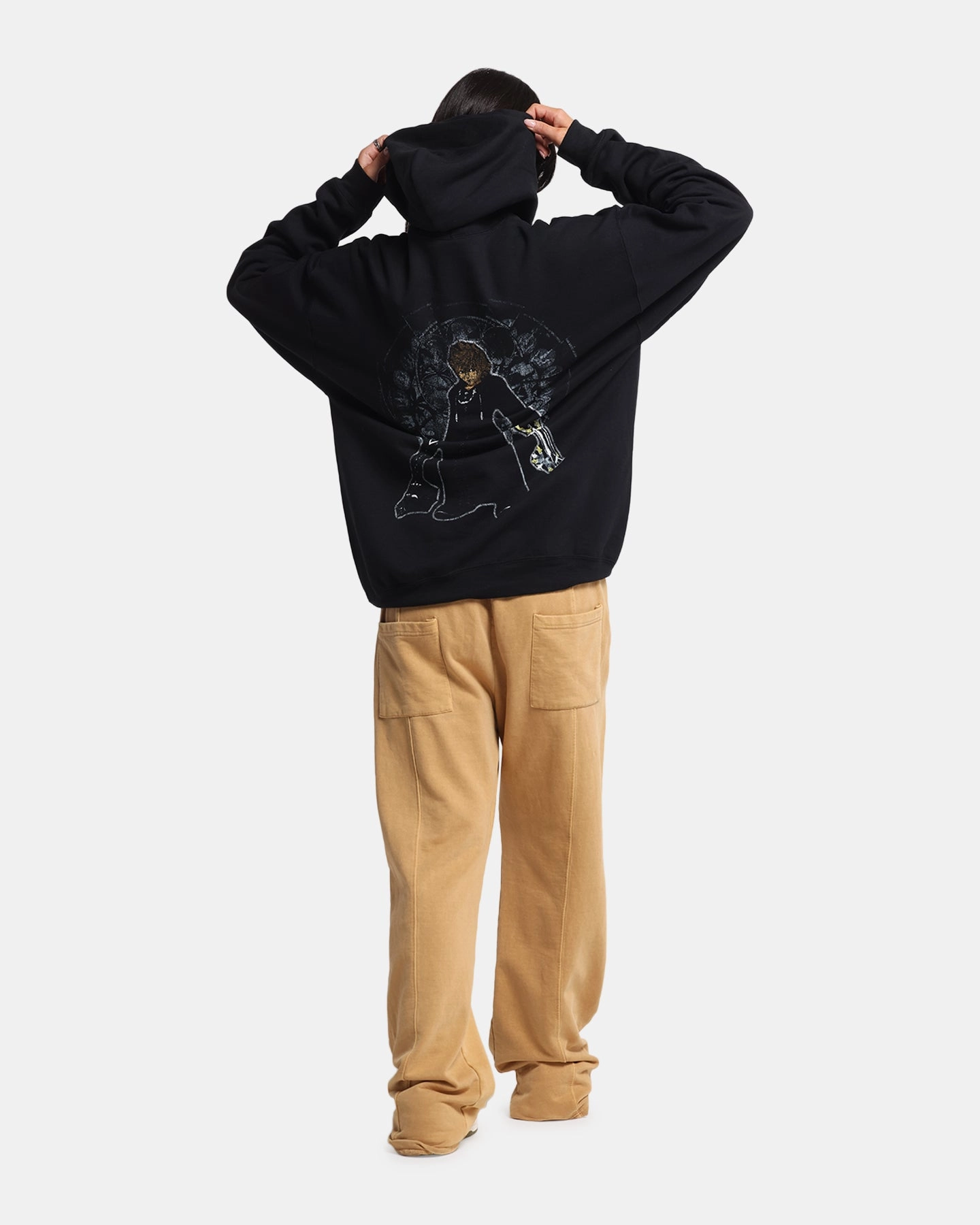 Goat Crew Disney Kingdom Hearts Roxas Hoodie Black Rolled Hem Detailing AdjustableHemCuffs