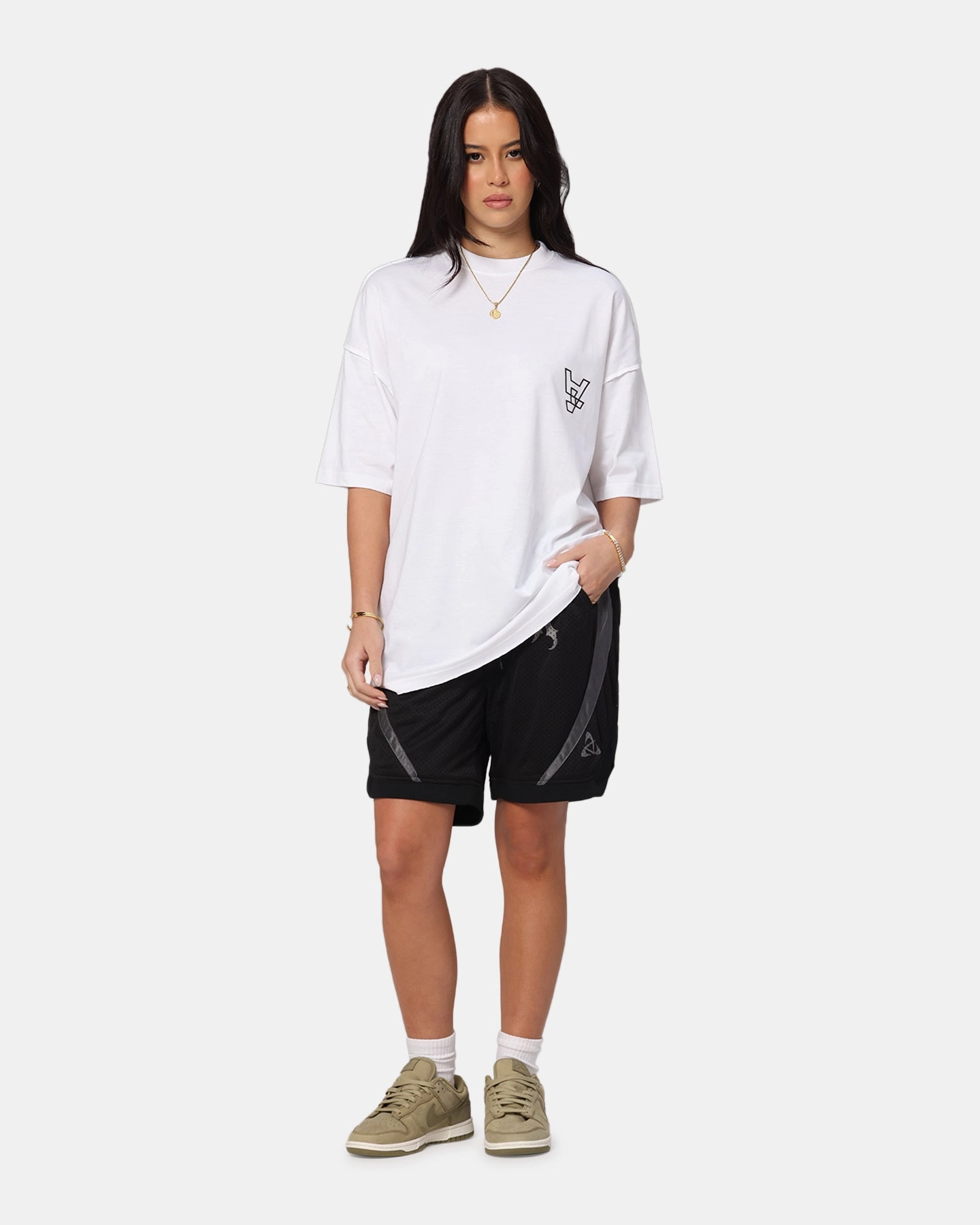 AbrasionResistantFabric High Visibility Trim The Anti Order XY Aesthetic Non Seam T-Shirt White/Black