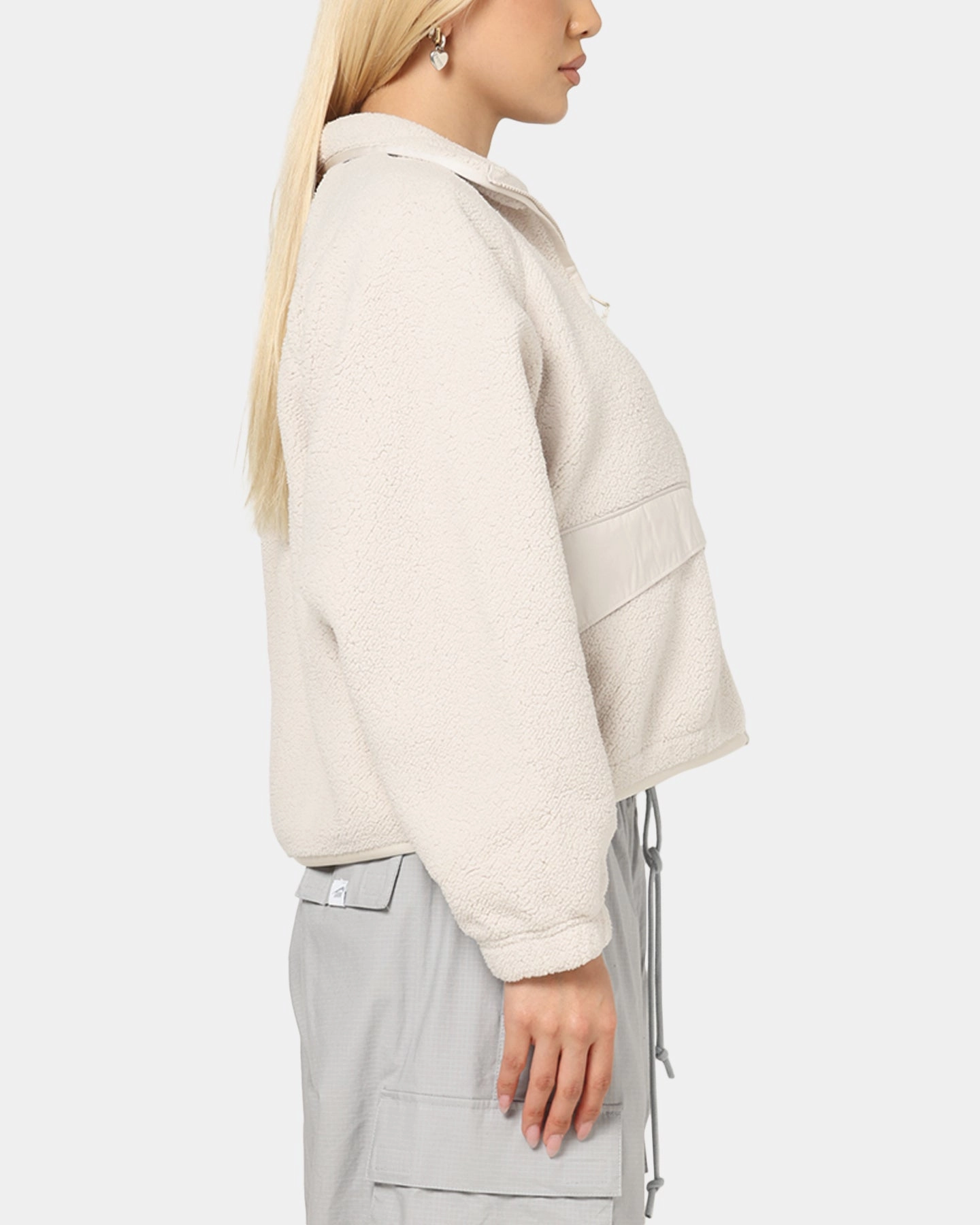 Nike Women's Sportswear Sherpa Jacket Lt Orewood Brown Layered Ventilation Zones