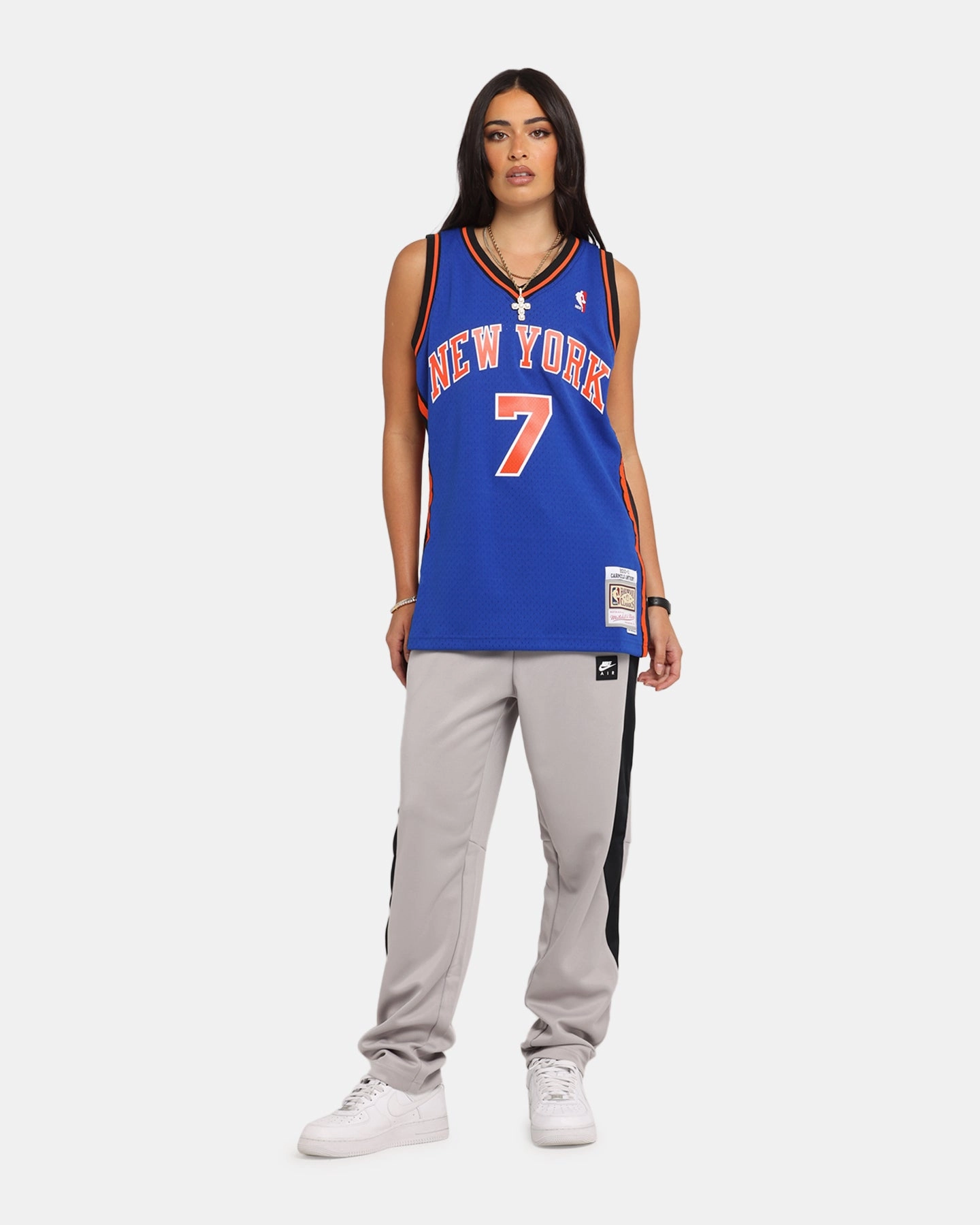 Stretch Fit Elegant Look Mitchell & Ness New York Knicks Carmelo Anthony 2010 Dark Jersey Royal