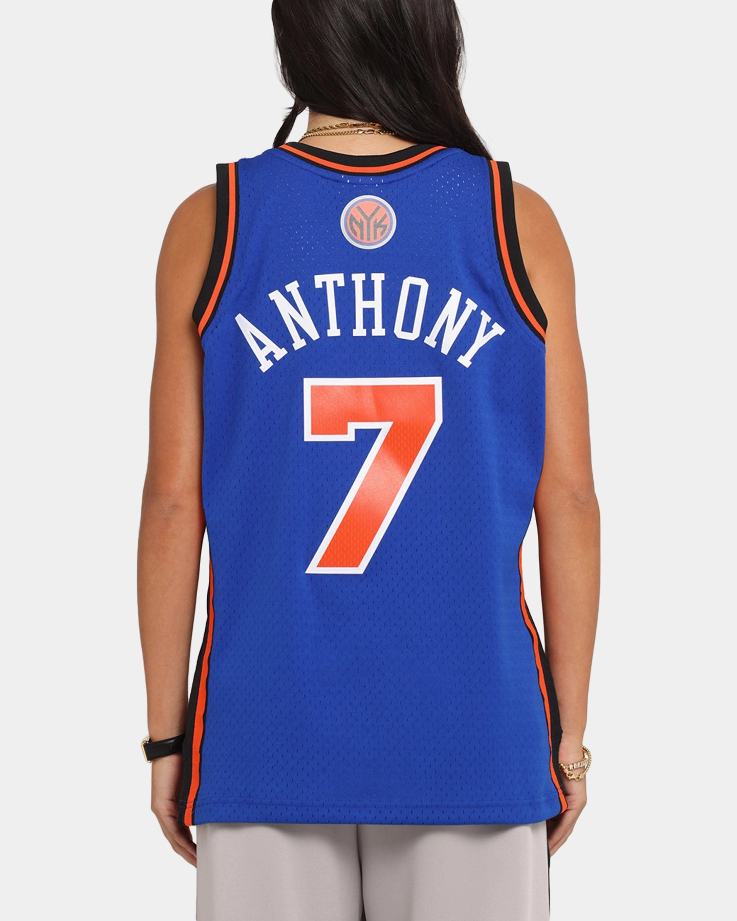 Anti Fade Technology anti static coating Mitchell & Ness New York Knicks Carmelo Anthony 2010 Dark Jersey Royal