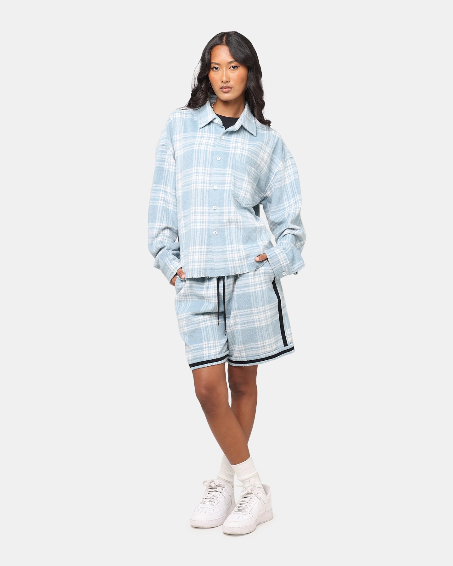 Anti Pilling Finish XXIII Plaid Long Sleeve Overshirt Blue