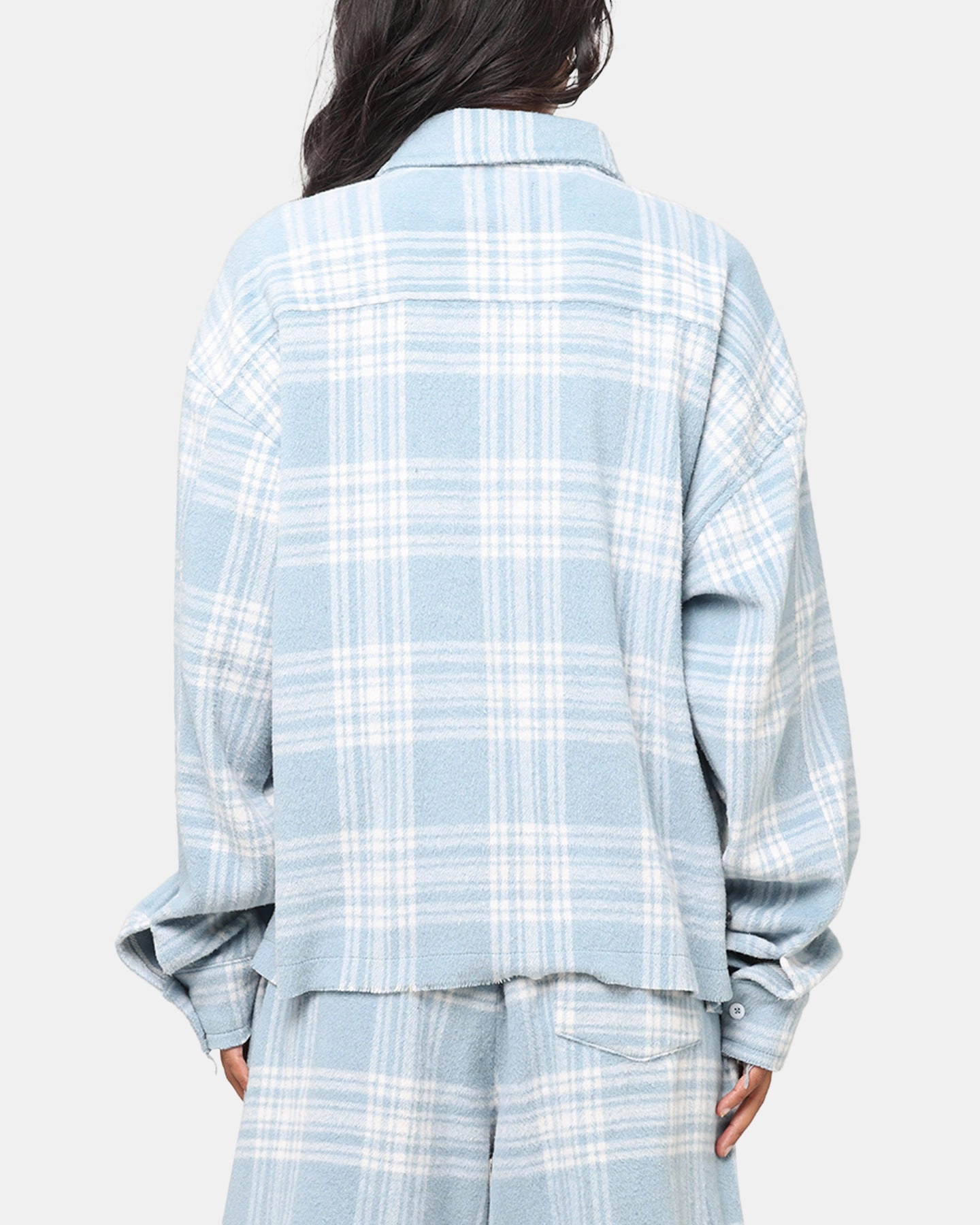 Trendy Sweater XXIII Plaid Long Sleeve Overshirt Blue
