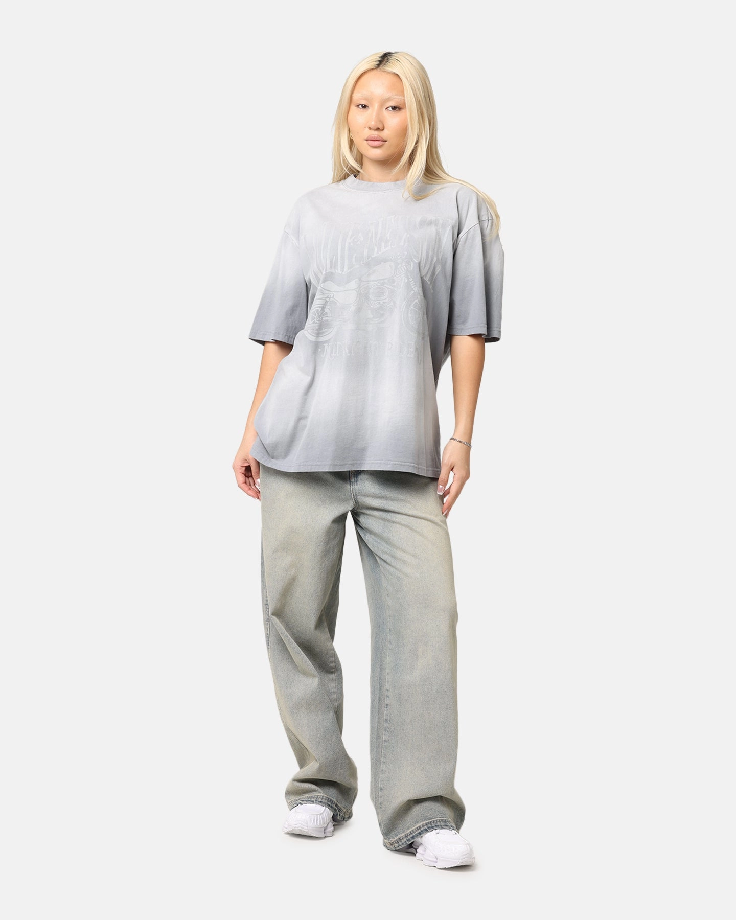 BondedShoulderTaping AntiPillingFinish Willie Nelson Bike T-Shirt Washed Grey