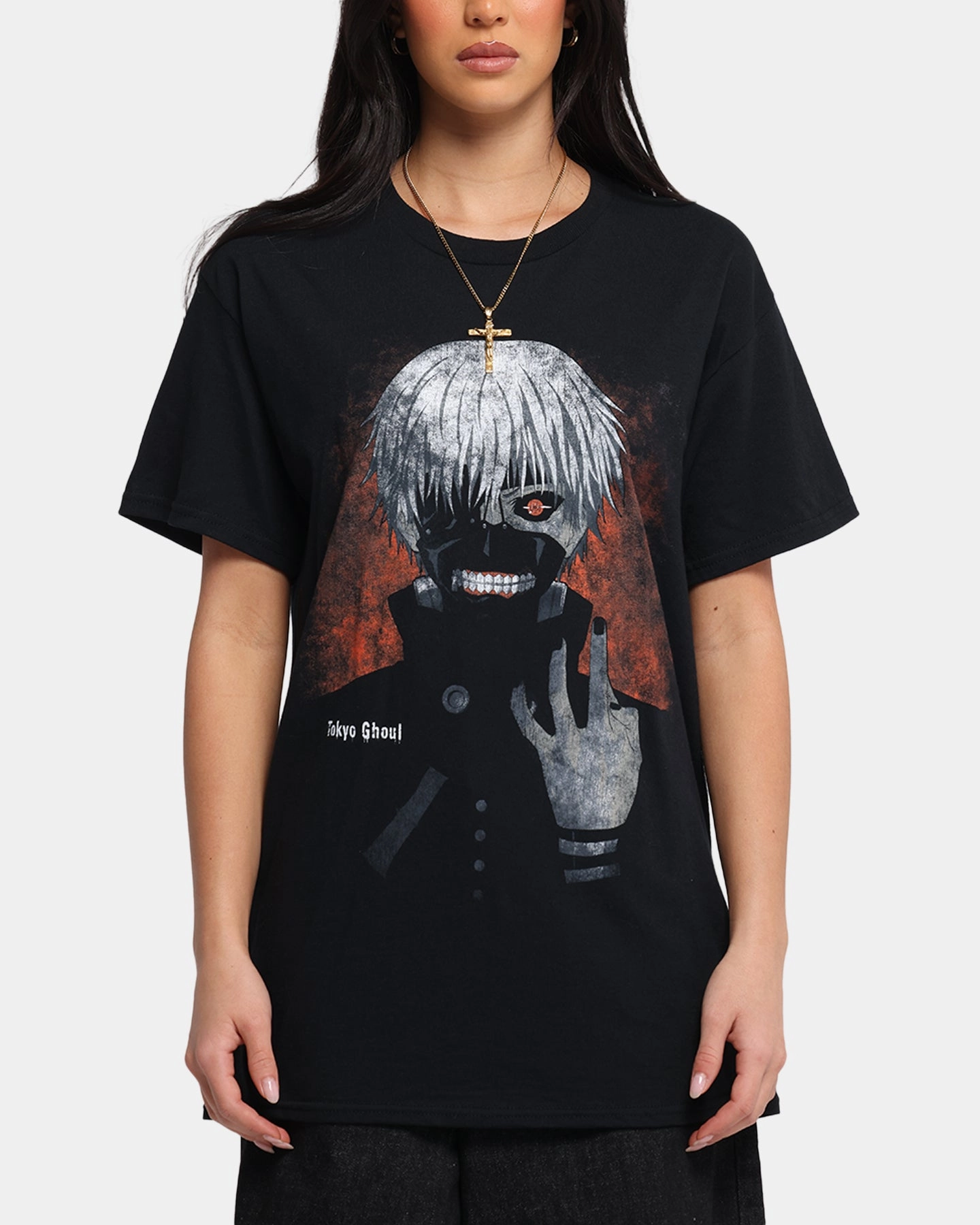 Athletic Wear Snag Resistant Surface Goat Crew X Tokyo Ghoul Kaneki T-Shirt Black