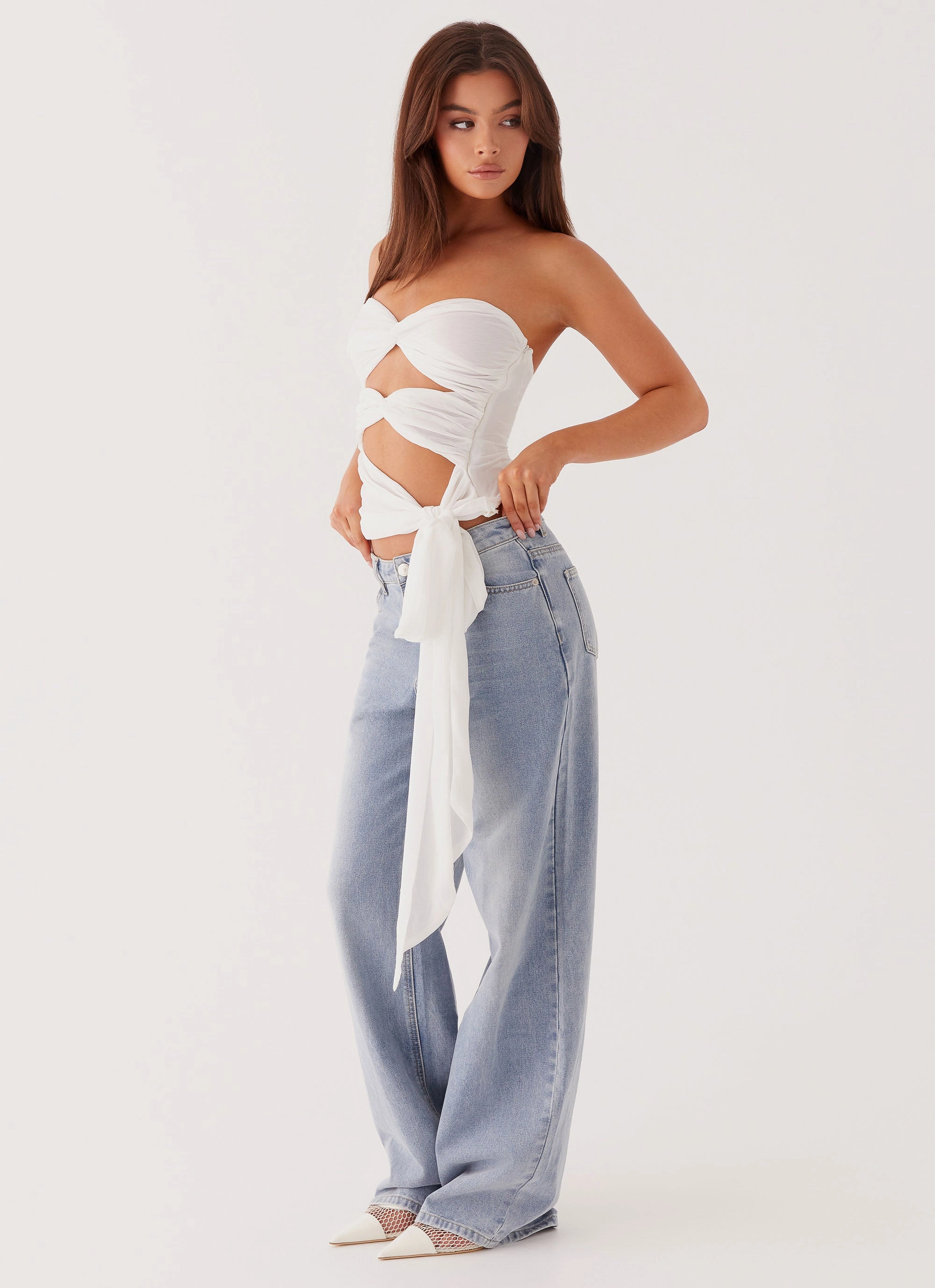 Airflow Mesh Lining Sunlight Cascade Top - White