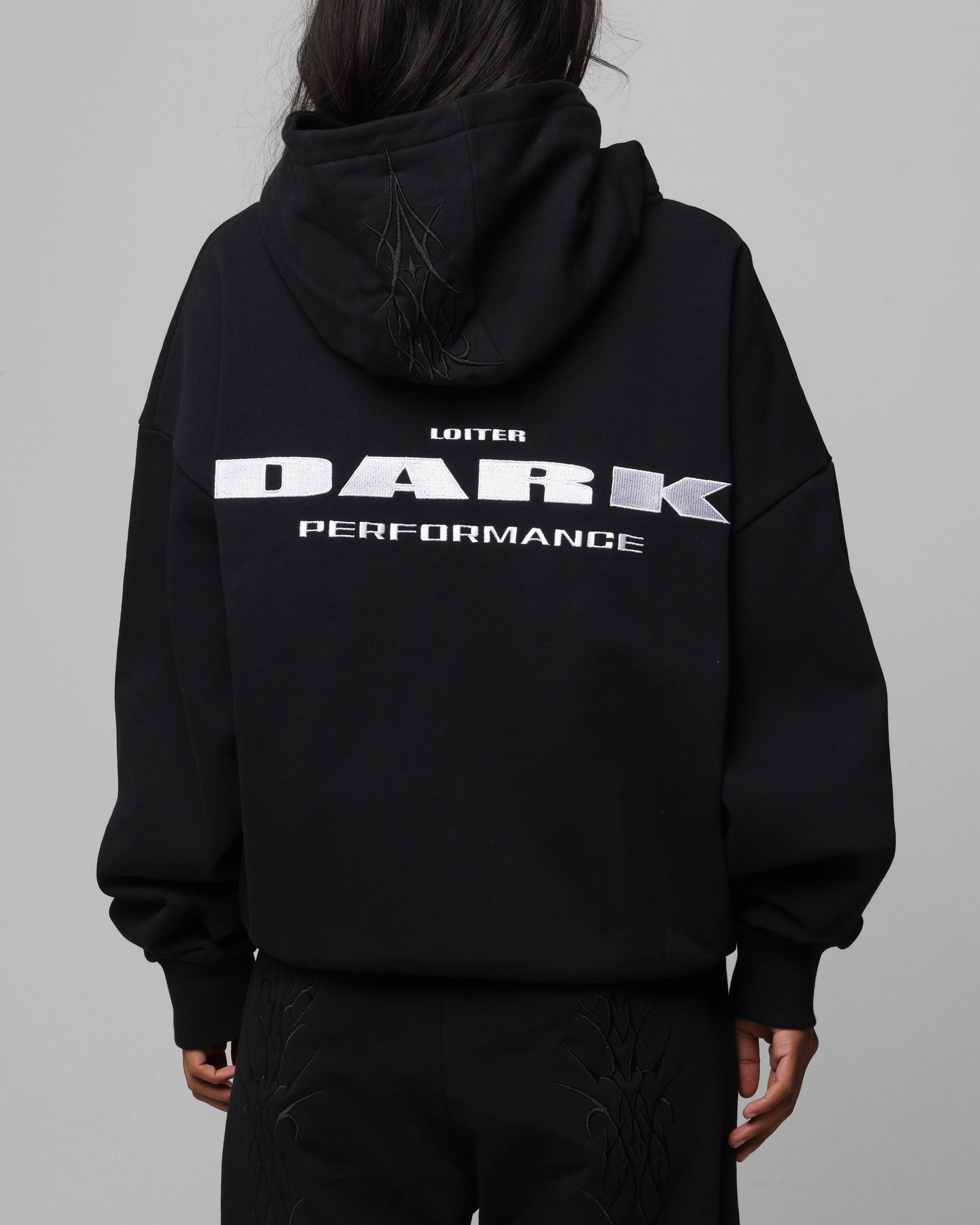 Lightweight pullover NonFadeFinish Loiter Blood Born Zip Hoodie Black