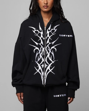 Loiter Blood Born Zip Hoodie Black Non Slip Shoulder Seams
