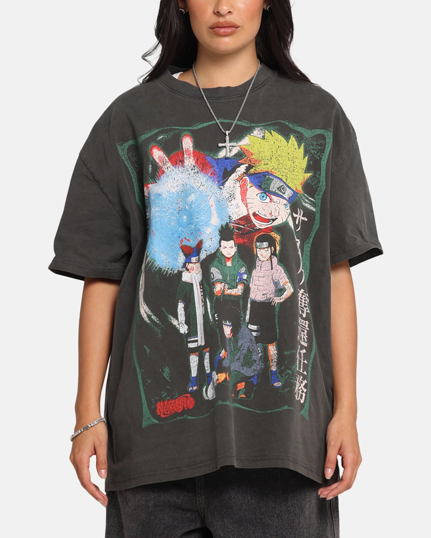Anti Pilling Fabric LoopwheelFabric 73 Studio X Naruto Sasuke Retrieval Heavy T-Shirt Black Wash