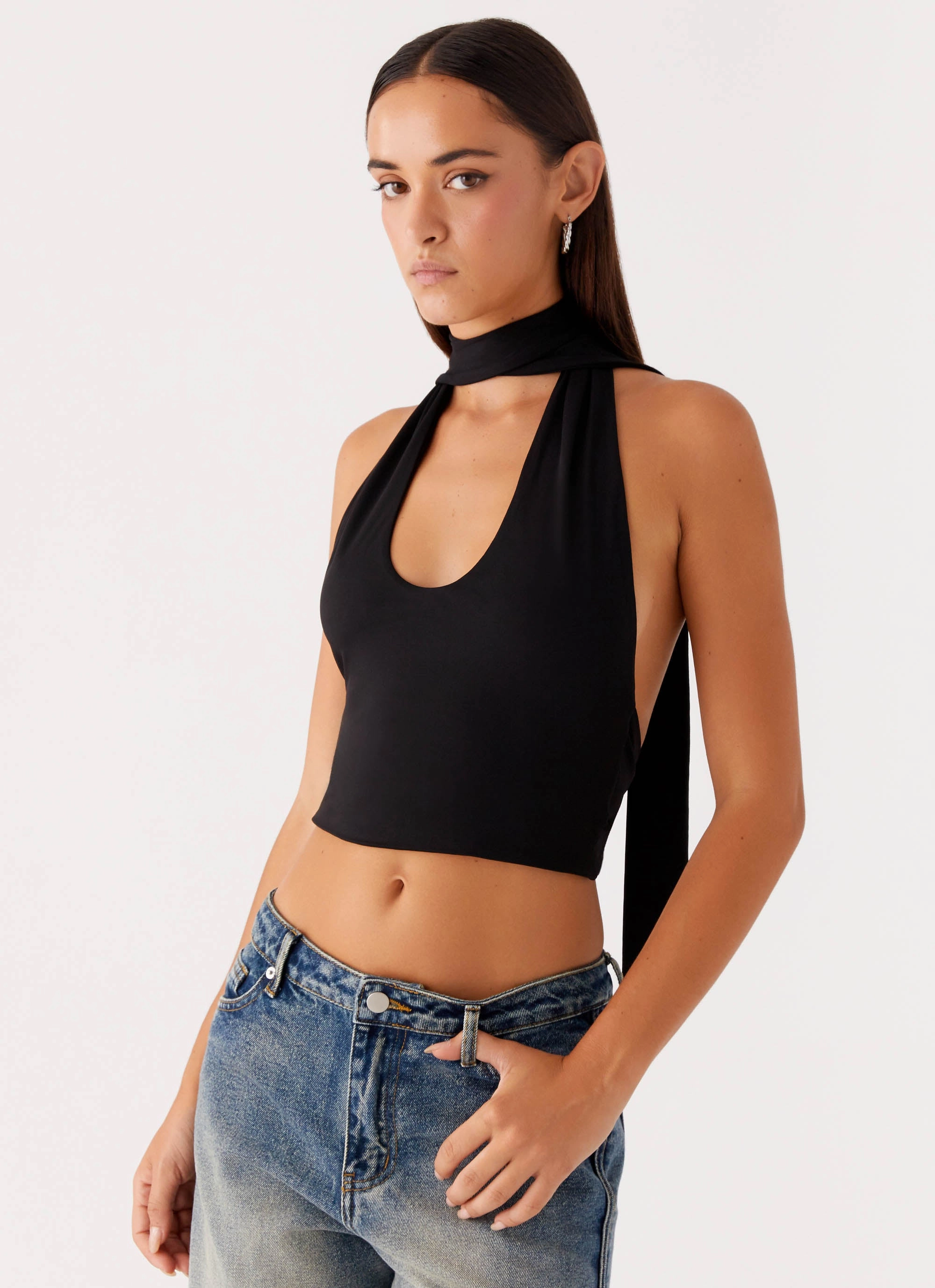 ShockAbsorbing Chrysta Halterneck Top - Black