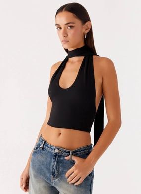 ShockAbsorbing Chrysta Halterneck Top - Black