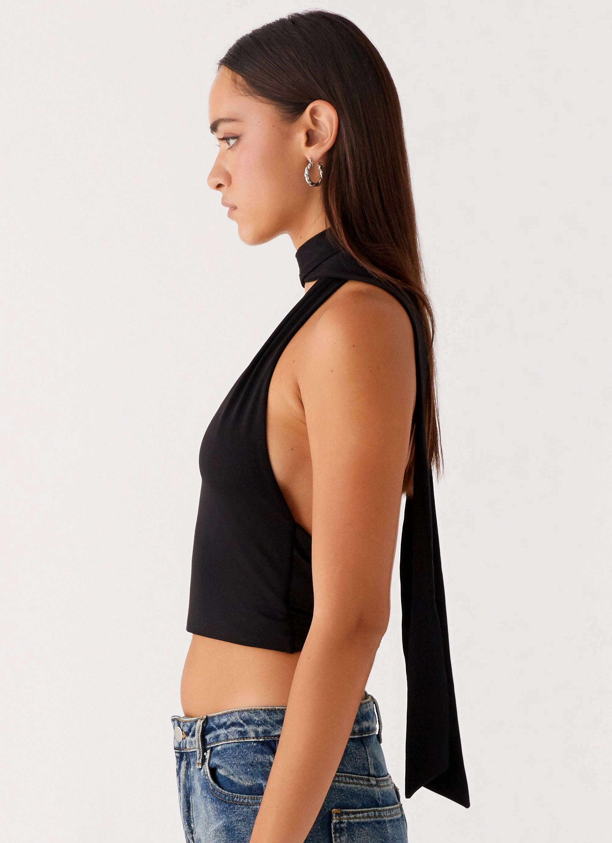 Chrysta Halterneck Top - Black MidweightKnit Active Design