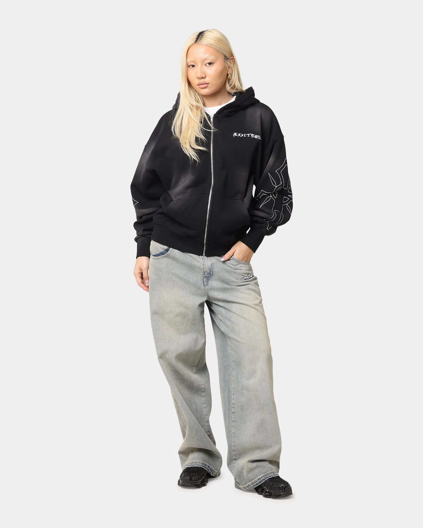 Loiter Atmosphere Full Zip Hoodie Vintage Black SnagResistant Fabric