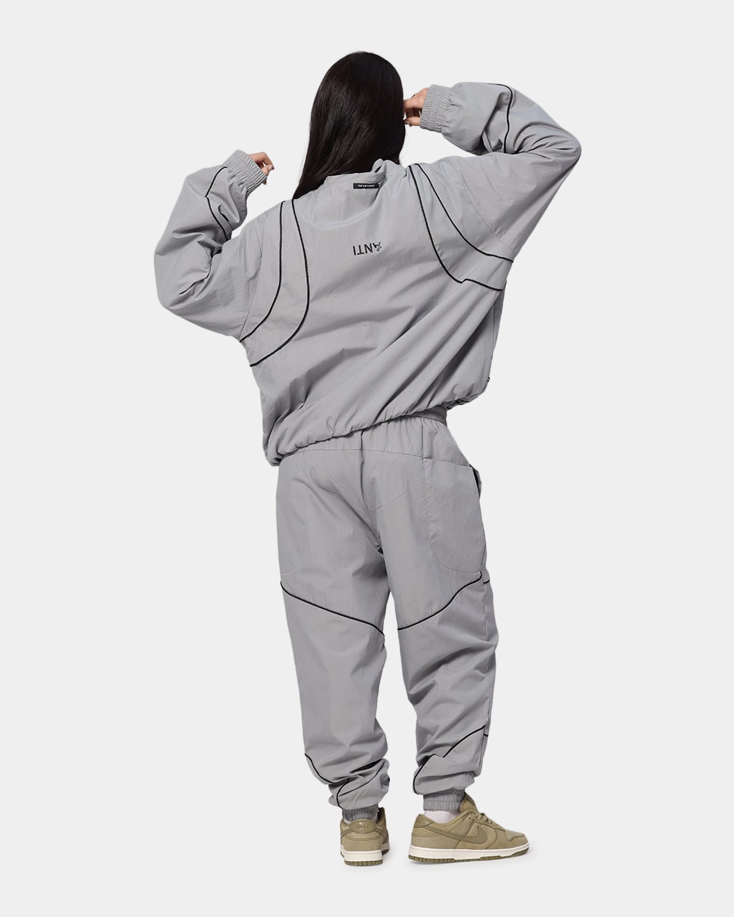 The Anti Order Stereo Nylon Track Jacket Grey MicroPerforated Details