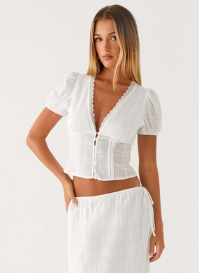 Casual Pullover Sweet Lullaby Button Up Shirt - White