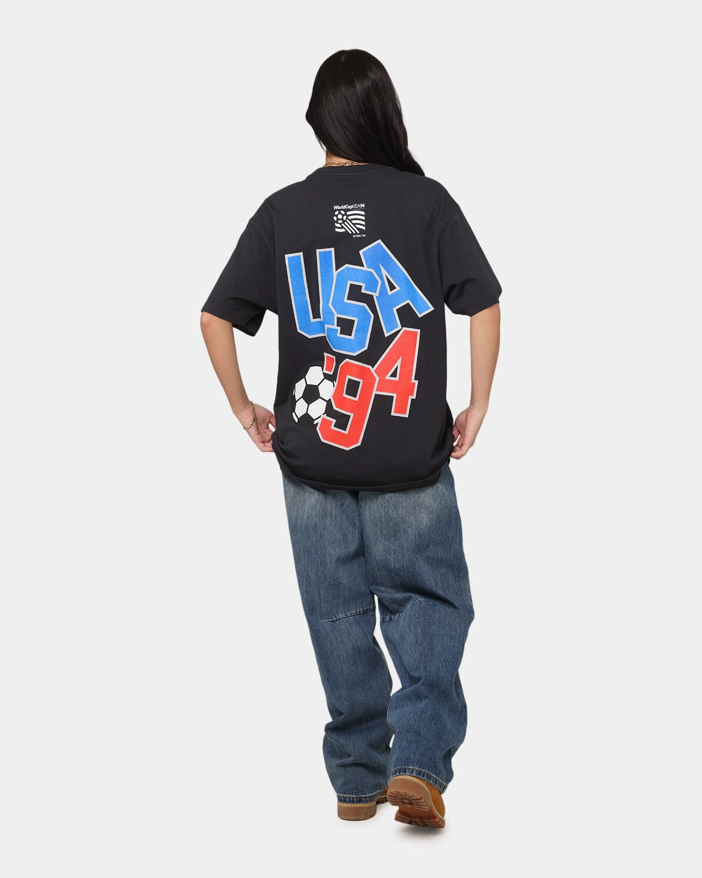 Fifa USA Mascot World Cup T-Shirt Faded Black AllPurposeWear Comfortable Cotton