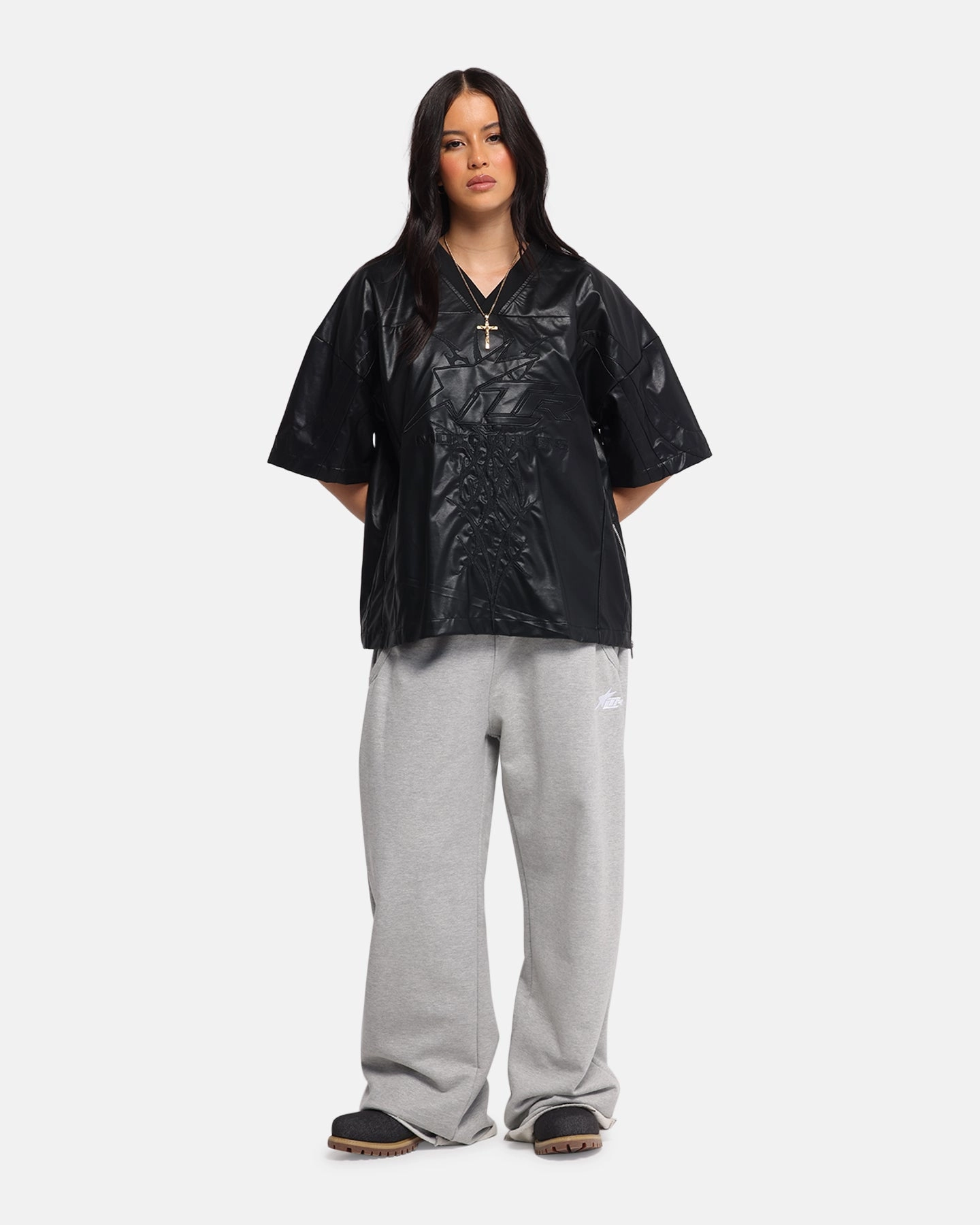 Loiter Vegan Leather Football Top Black VentilatedBackPanel