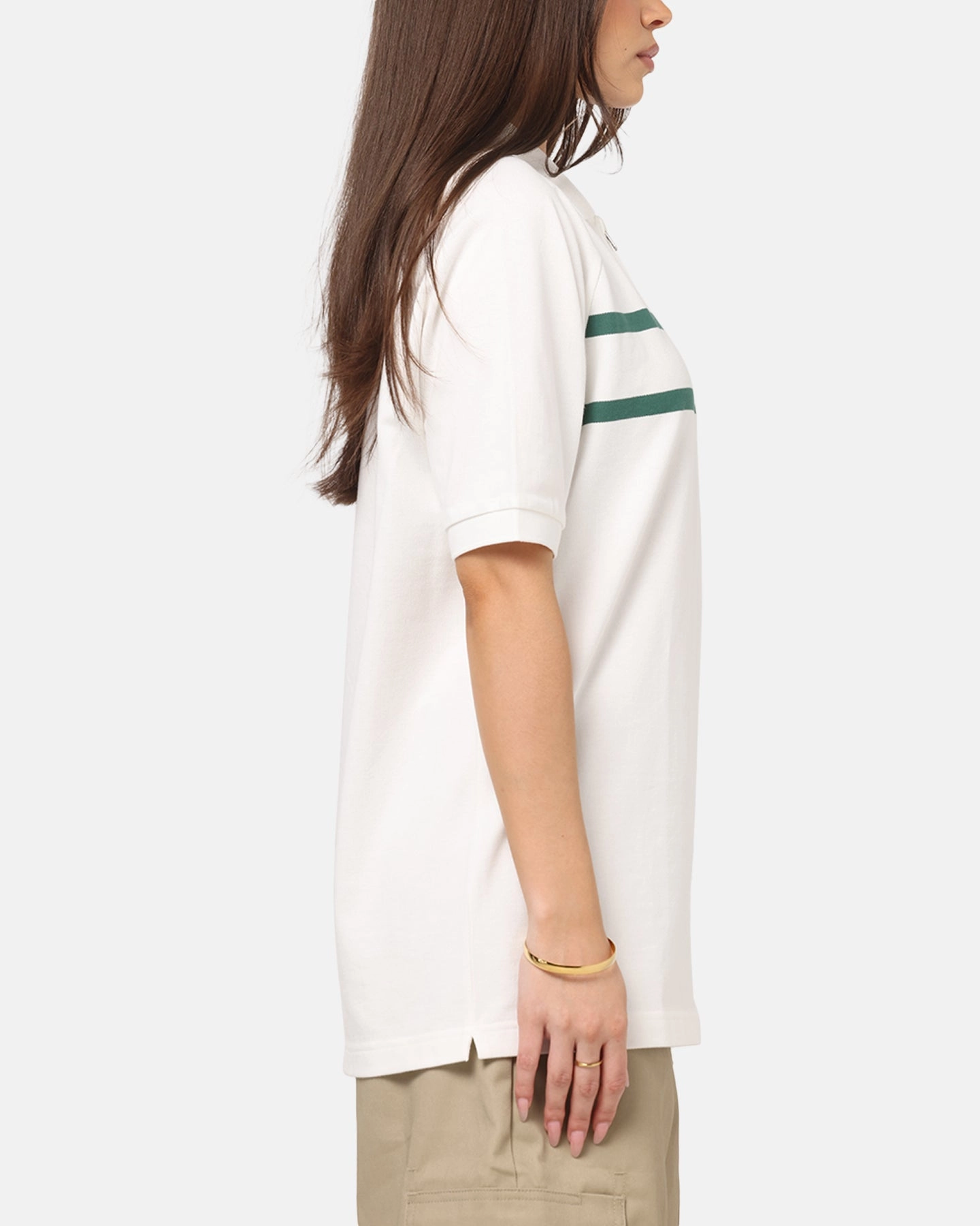 Basic Wardrobe Flattering Drape Fred Perry Crepe Pique Zip Neck Polo Shirt Snow White