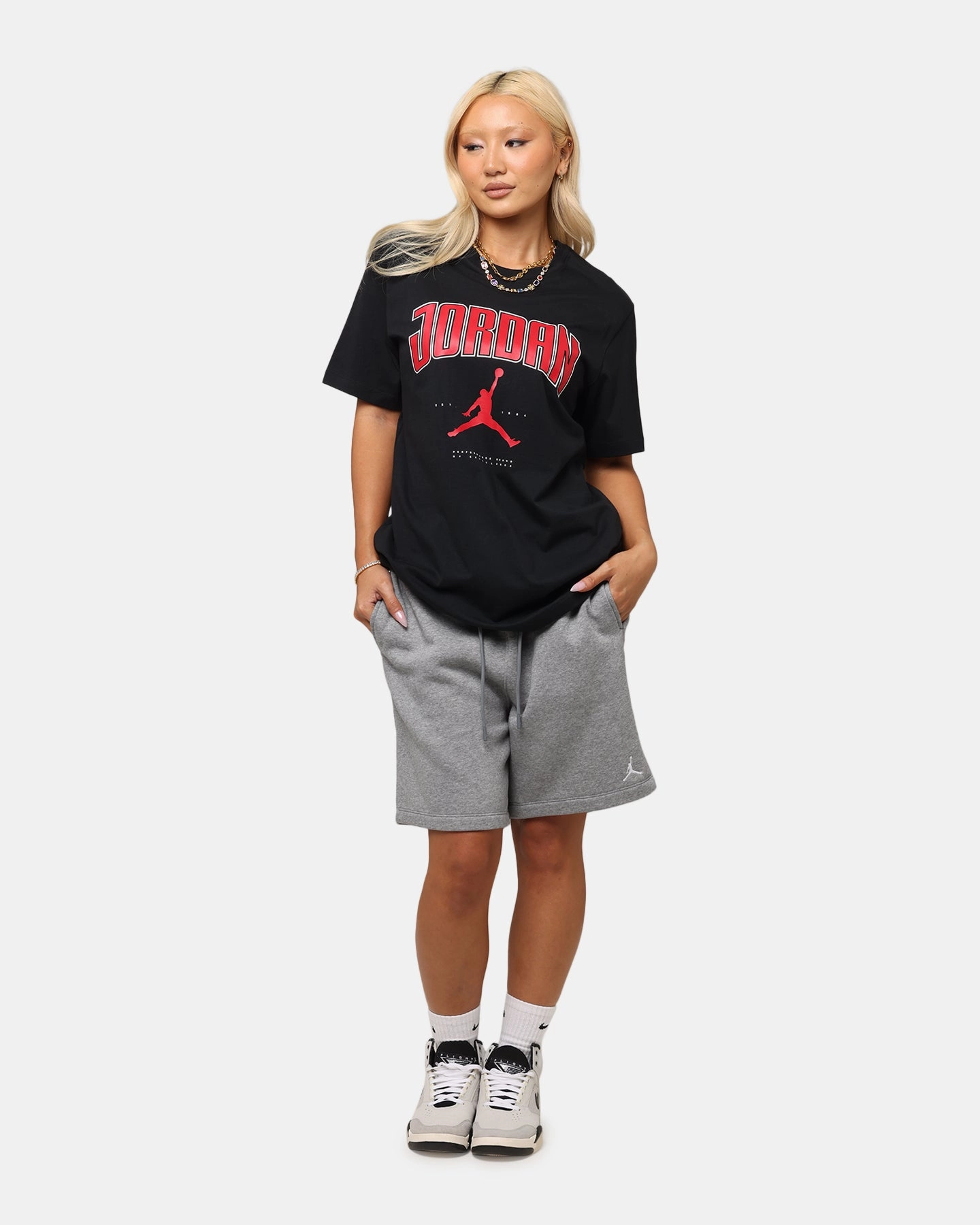 Button Down Collar Jordan City 88 Crewneck T-Shirt Gym Red/Black