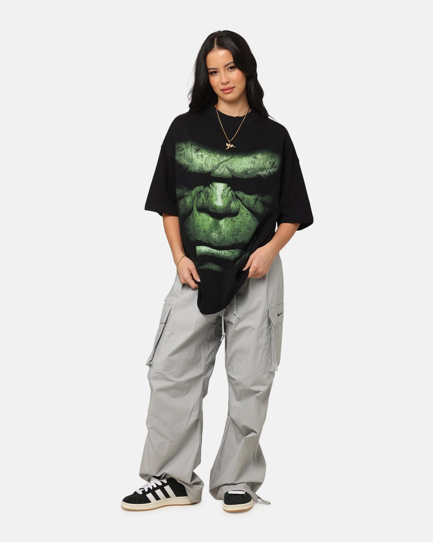 Loiter Marvel Hulk Mock Neck T-Shirt Black DoubleStitched Construction Drop Shoulder Design