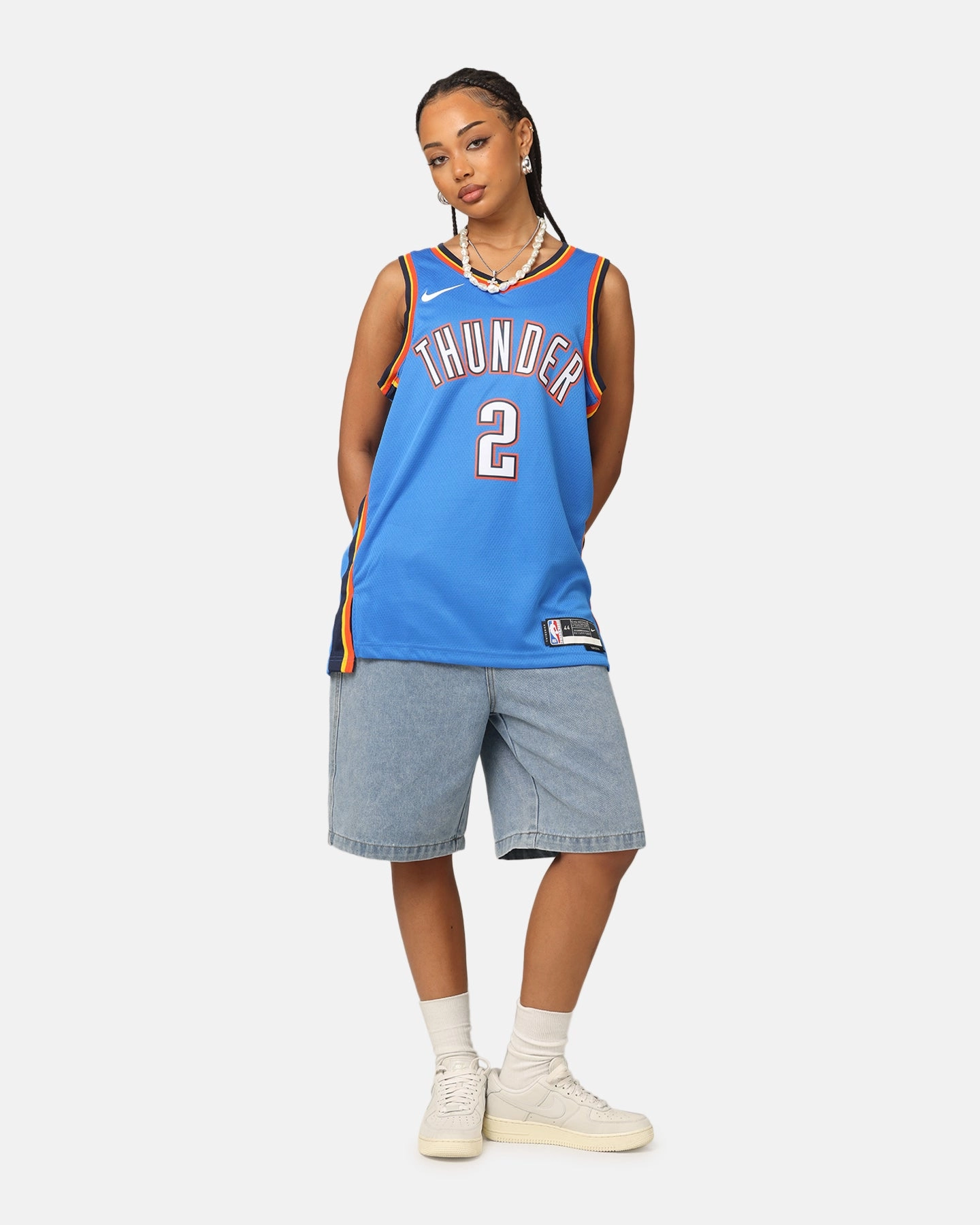 Nike Shai Gilgeous-Alexander Oklahoma City Thunder #2 Icon Edition 2022/23 Nike Dri-Fit NBA Swingman Jersey Signal Blue Basic Sweatshirt DurableStitching