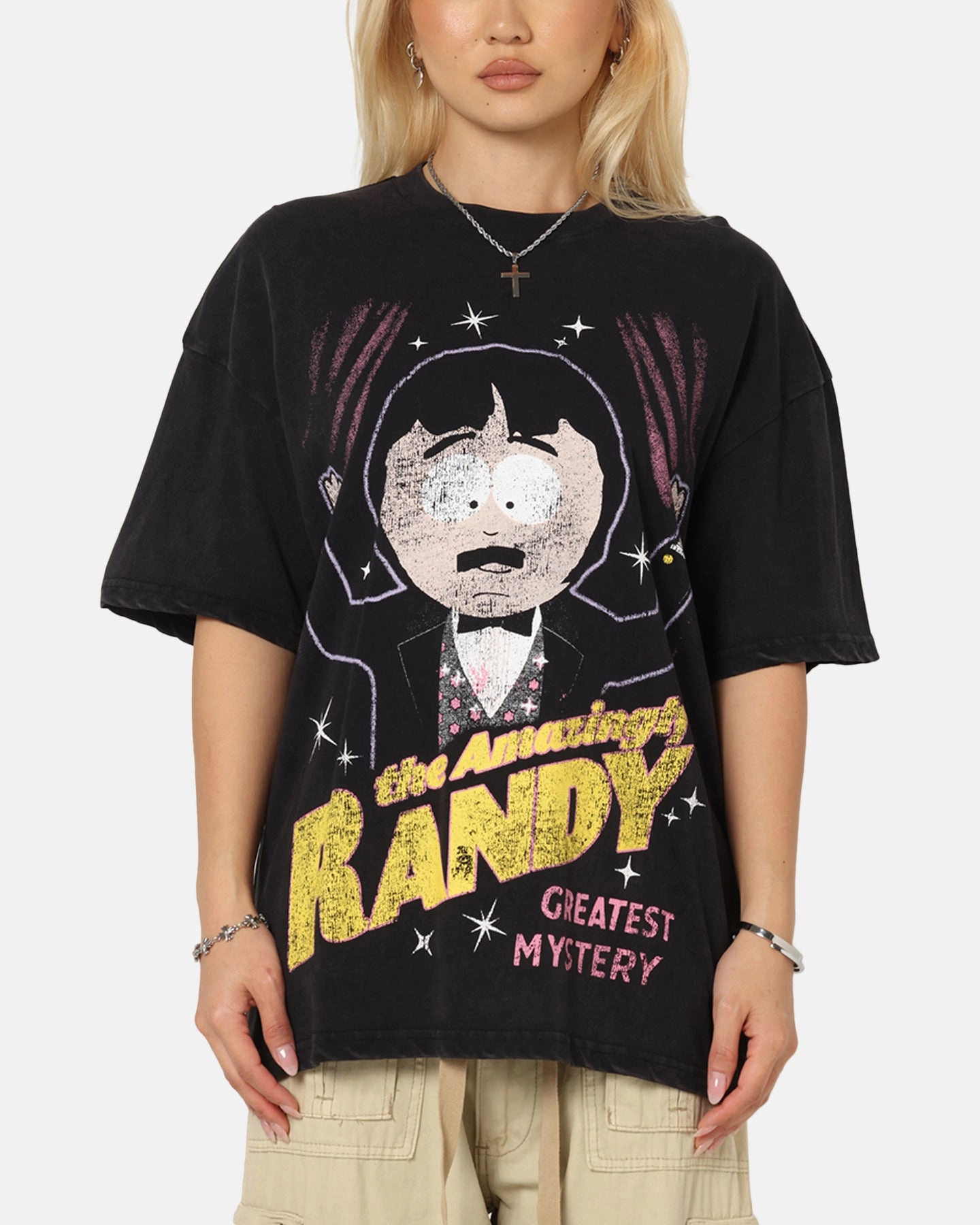 73 Studio X South Park The Amazing Randy Vintage T-Shirt Black Acidwash MoistureWicking Material
