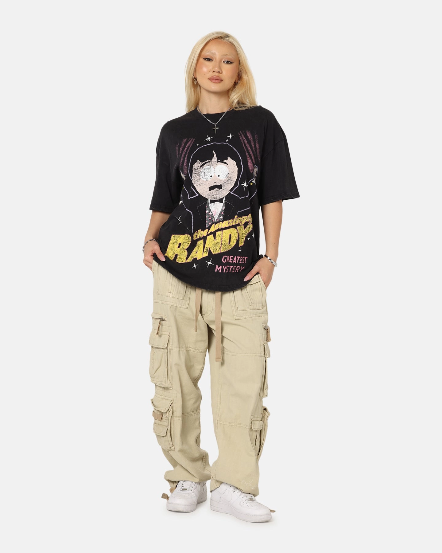 73 Studio X South Park The Amazing Randy Vintage T-Shirt Black Acidwash WaterResistantCoating Circular Knit Technology