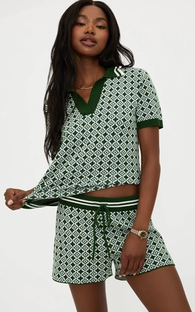 Recycled Polyester Blend Lightweight Material Giana Top in Racquet Club Green