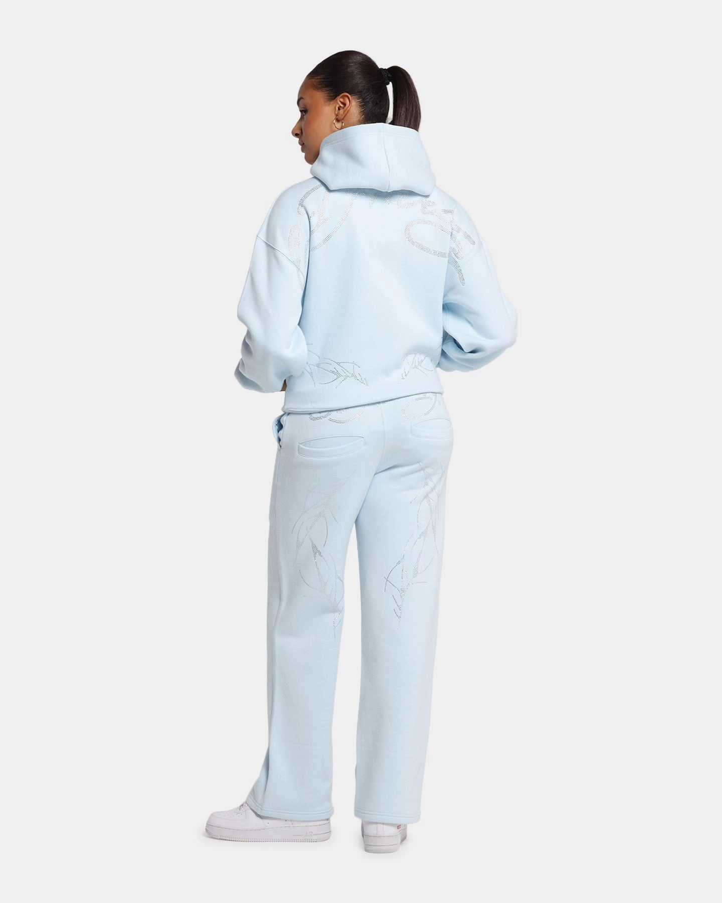 Ed Hardy Cyber Rhinestone Zip-Up Hoodie Light Blue Bonded Seam Technology VentilatedMeshPaneling