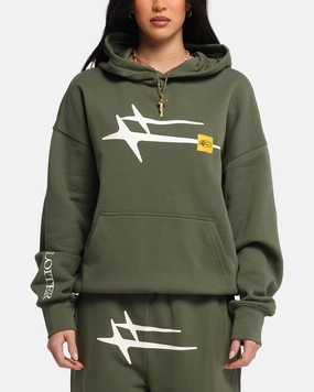 Minimalist Cuff Loiter Hybrid Premium Hoodie Olive
