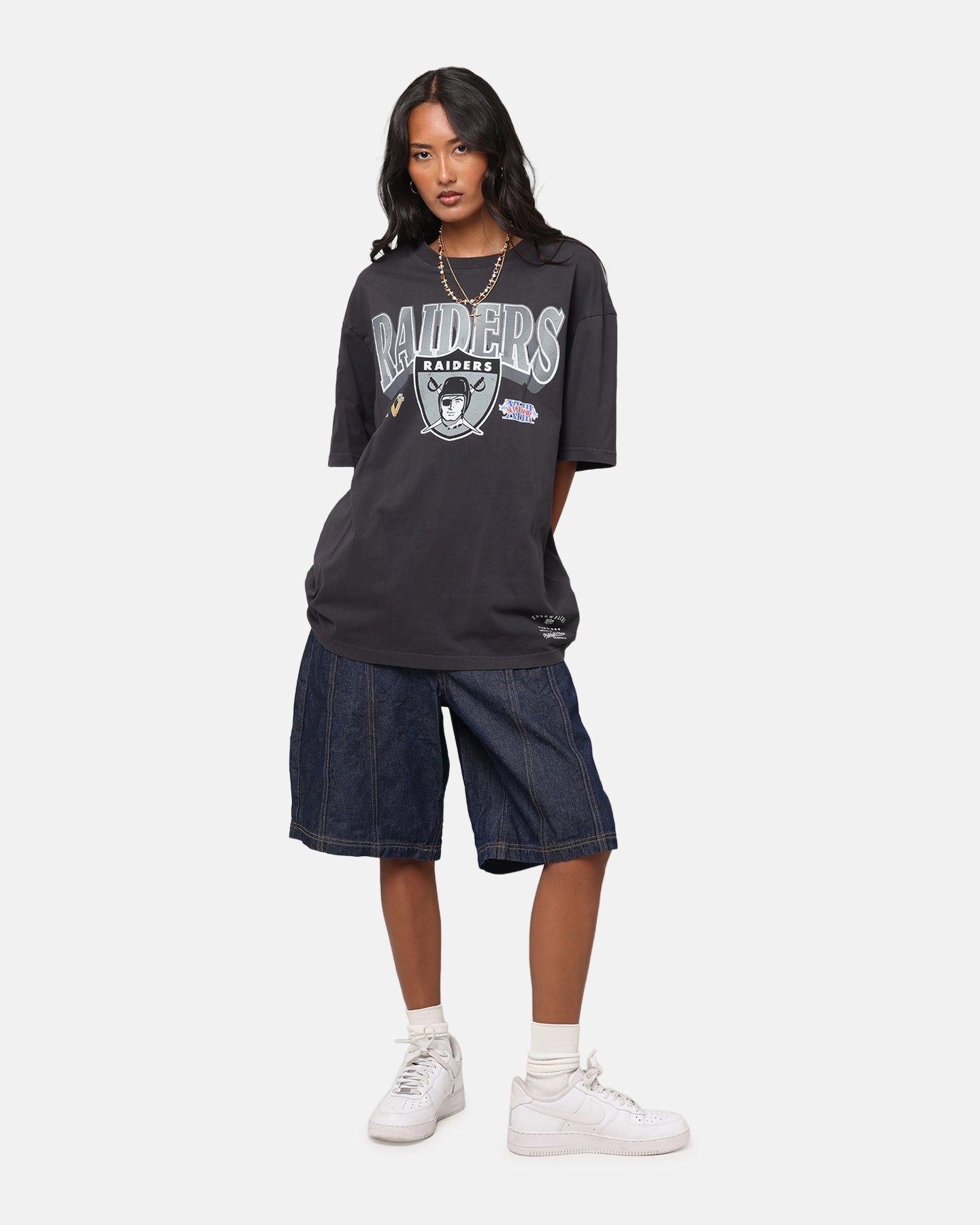 PunctureResistantReinforcement Flowy Tunic Mitchell & Ness Las Vegas Raiders Arch T-Shirt Faded Black