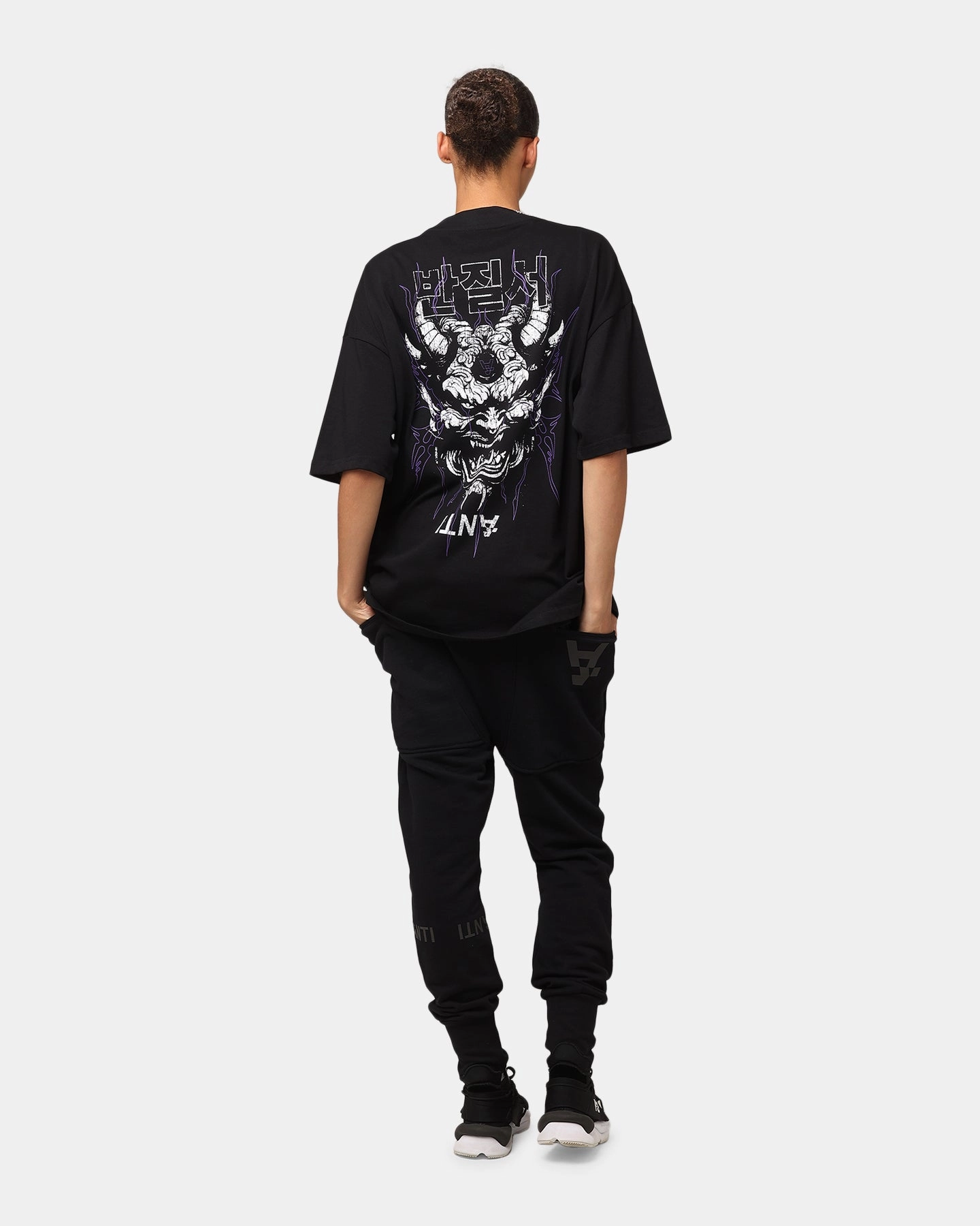 YarnDyed Stripes The Anti Order Agma Mock Neck T-Shirt Black