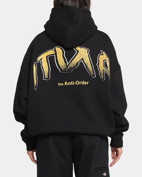 The Anti Order Anti Collegate Boxy Hoodie Black MicroPerforated Details Double Stitched Seams