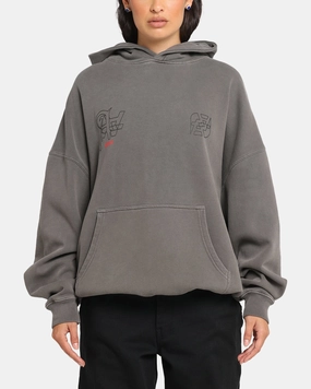The Anti Order Arcade Boxy Hoodie Washed Charcoal Foldable Cuff Design