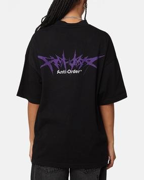 Mesh Lining The Anti Order Metal Mock Neck T-Shirt Black