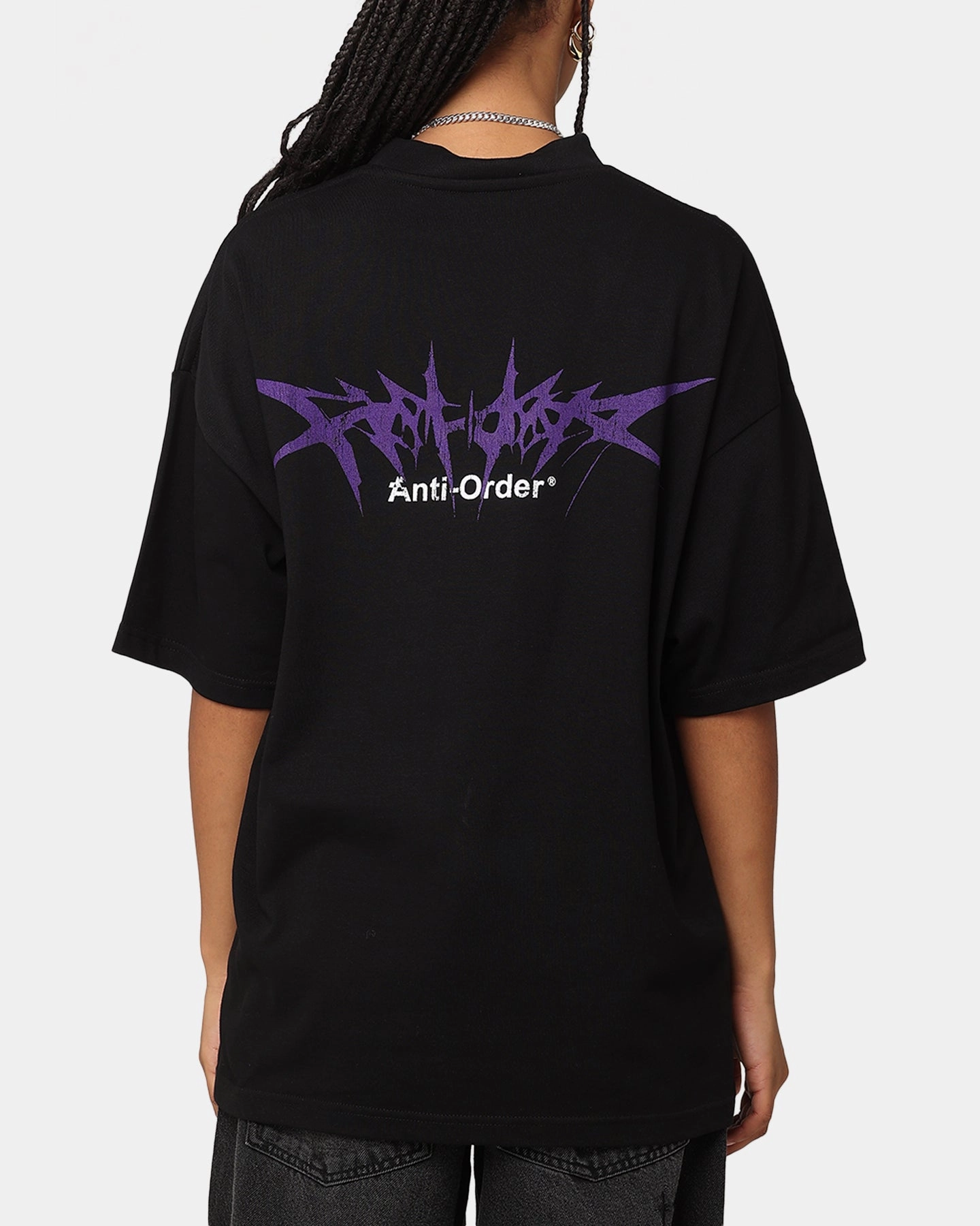 Mesh Lining The Anti Order Metal Mock Neck T-Shirt Black