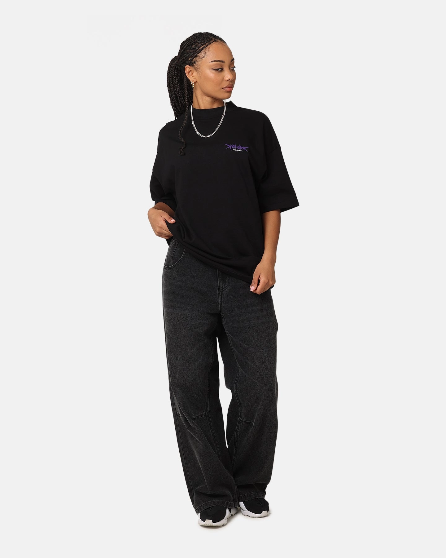 OversizedSilhouette The Anti Order Metal Mock Neck T-Shirt Black