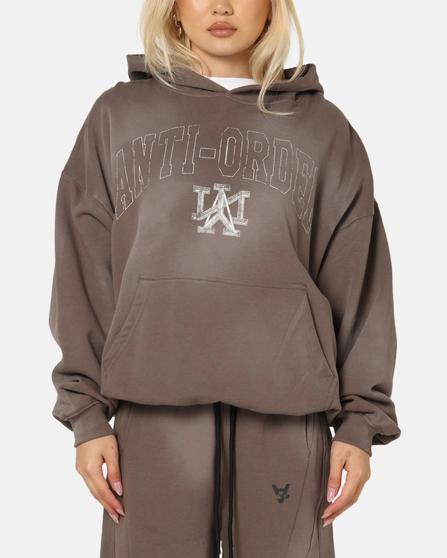 The Anti Order Post Season Boxy Hoodie Sunfade Brown Stretch Knit Fabric BiodegradableFabric