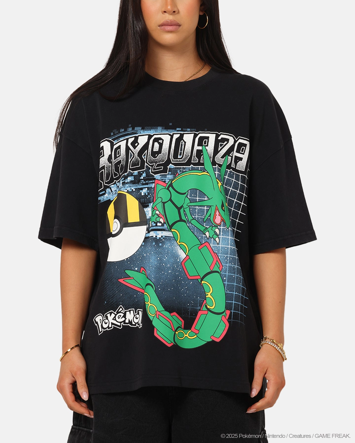 LightweightFabric The Pok??mon Collection By 73 Studio Rayquaza T-Shirt Black Acidwash