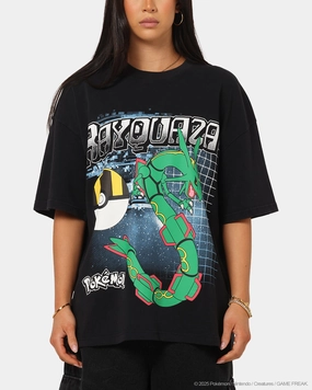 LightweightFabric The Pok??mon Collection By 73 Studio Rayquaza T-Shirt Black Acidwash