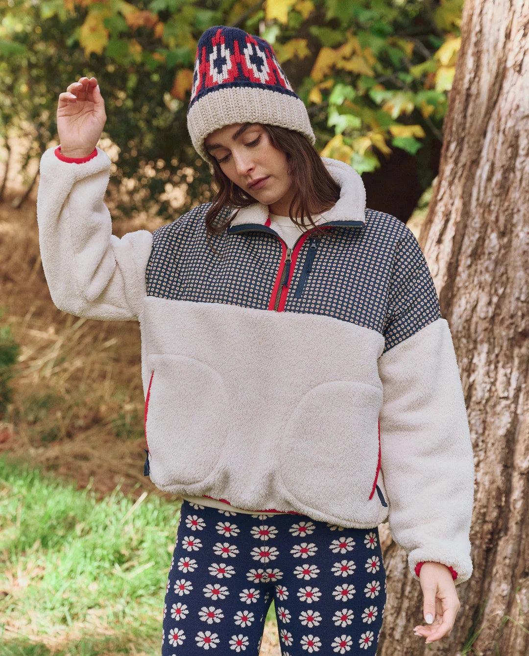 The Print-Mix Plush Terrain Half Zip BambooBlend Interlock Stitch Detail