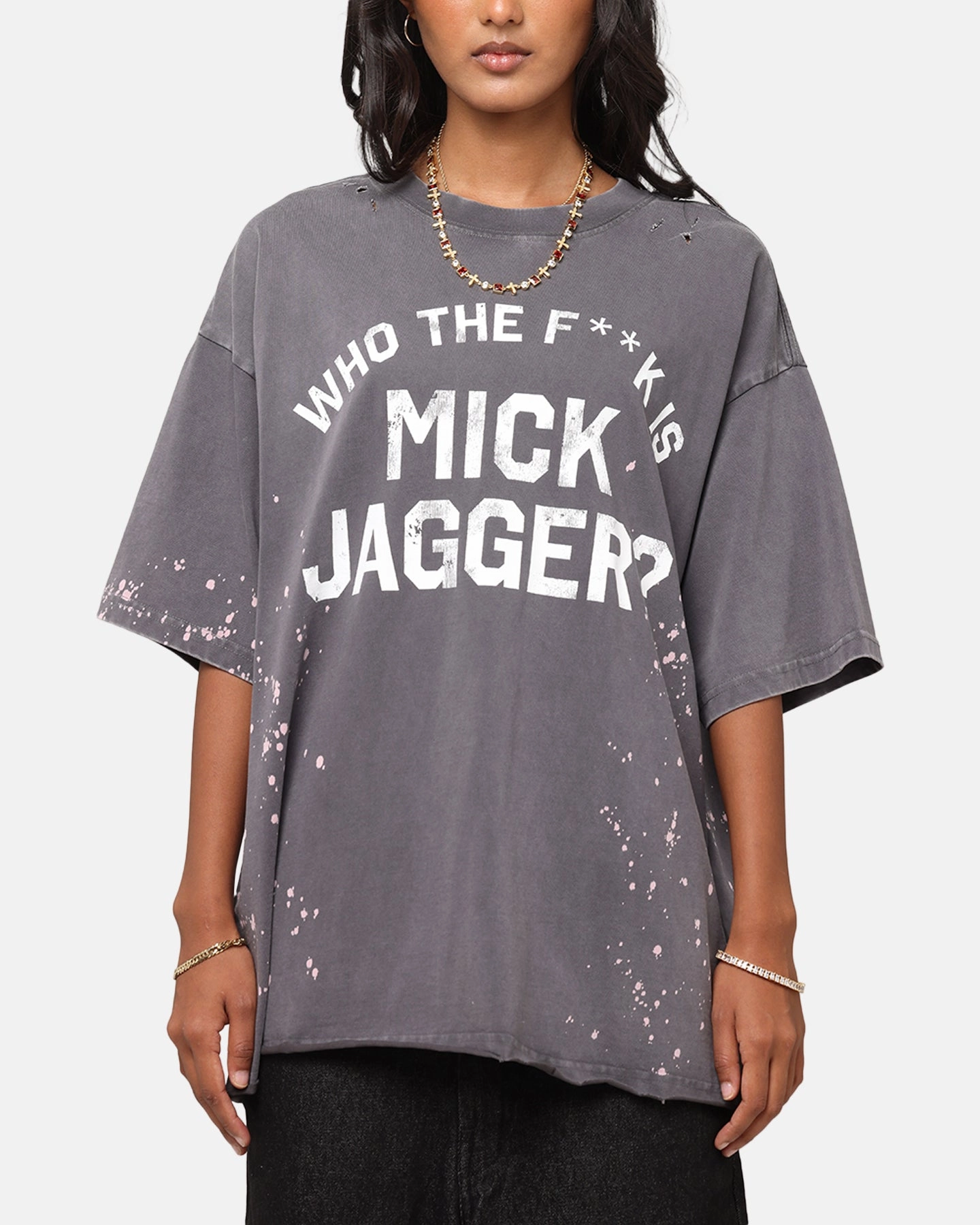 NonSlip Grip Tape The Rolling Stones Who The F Is Mick T-Shirt Washed Black