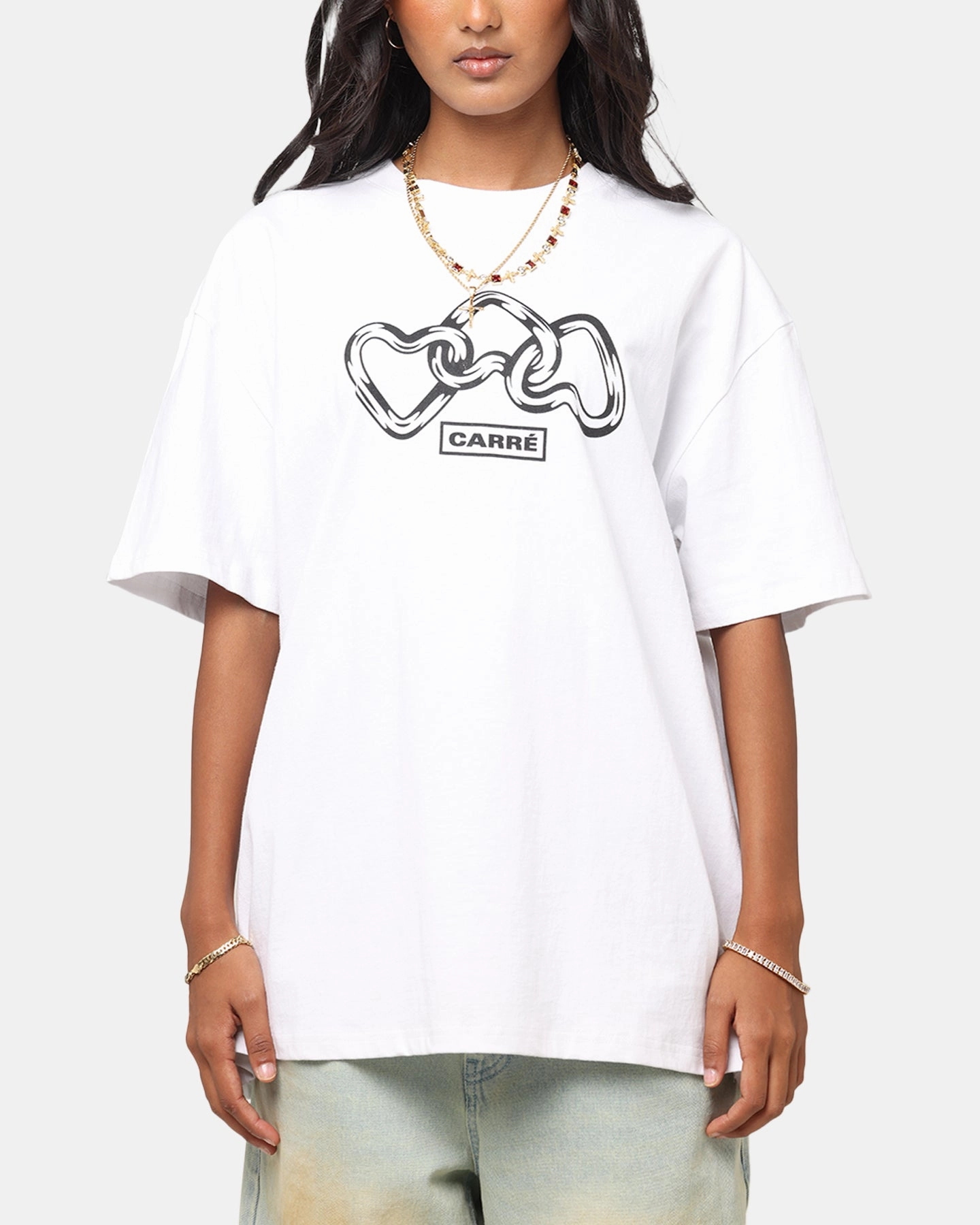 UV protection coating Tear Resistant Weave Carre Link T-Shirt White