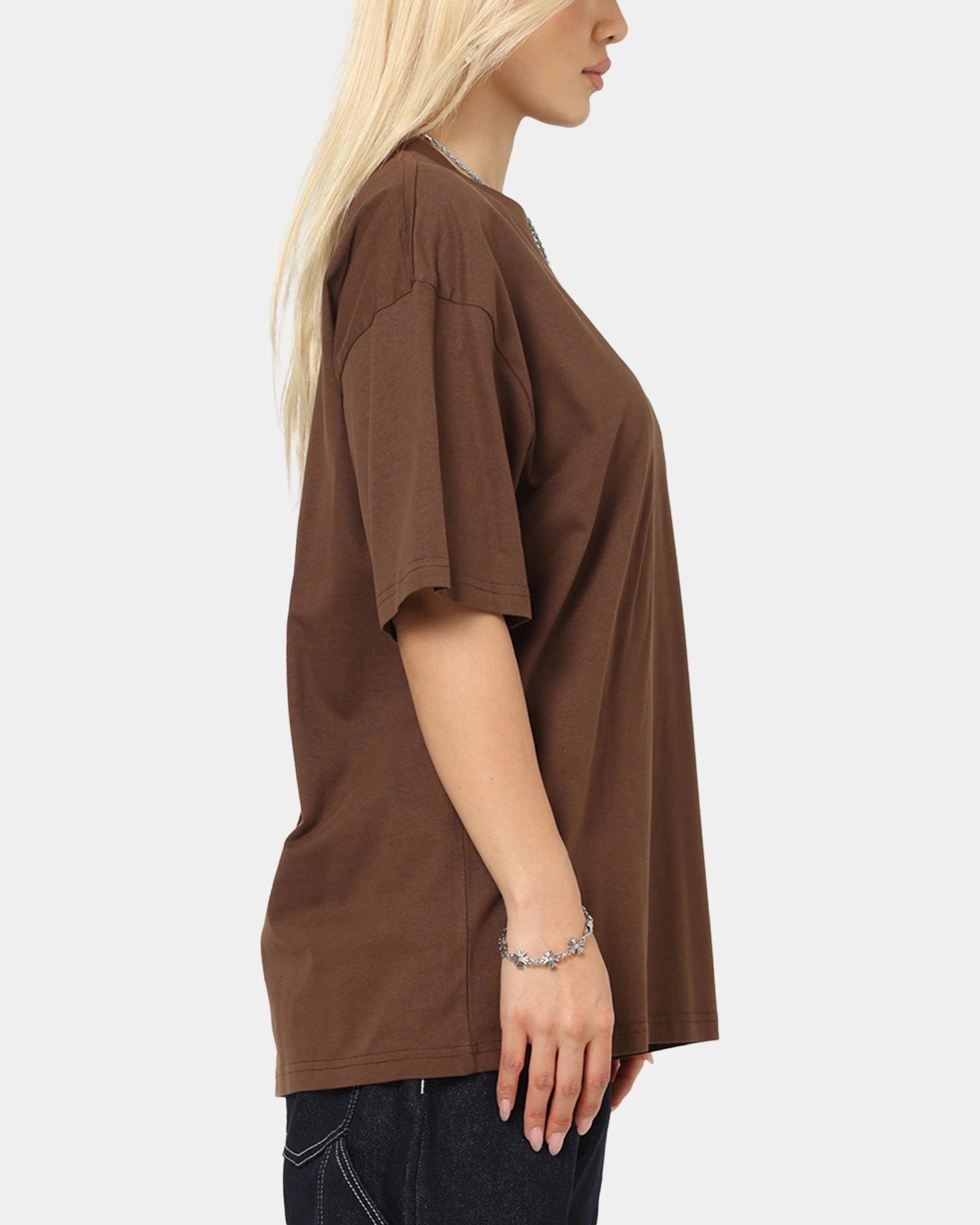 Smooth Zipper Integration V-neck Shirt Culture Kings Standard Drop Shoulder T-Shirt Chocolate