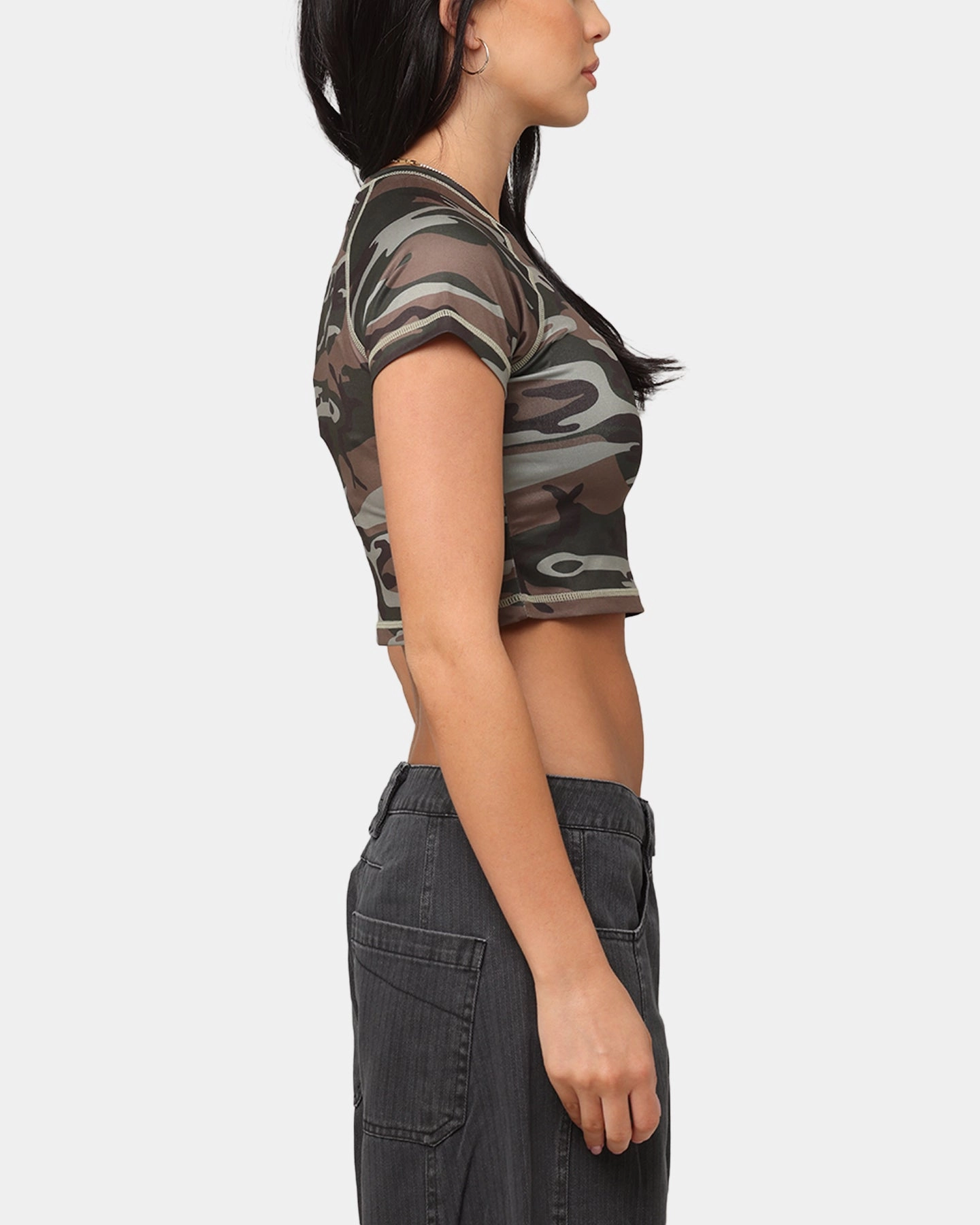 Classic Polo Flexible Ribbing XXIII Women's Boiler Room Crop T-Shirt Washed Green Camo