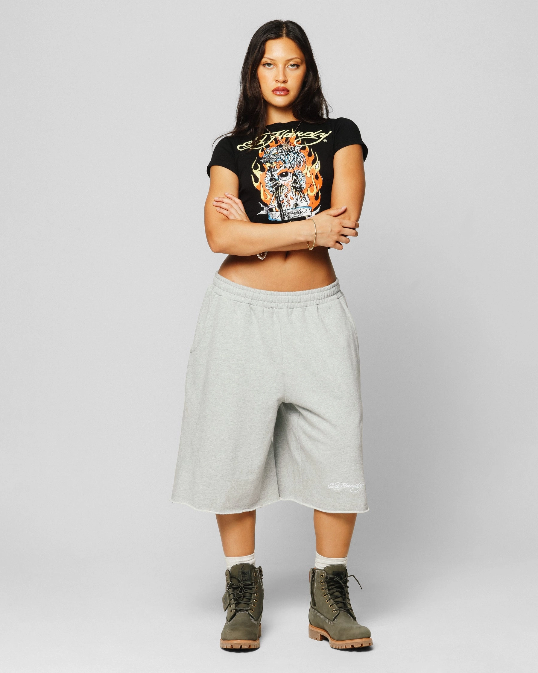 Ed Hardy Women's Tiger Baby T-Shirt Black SoftTouch Brushed Interior