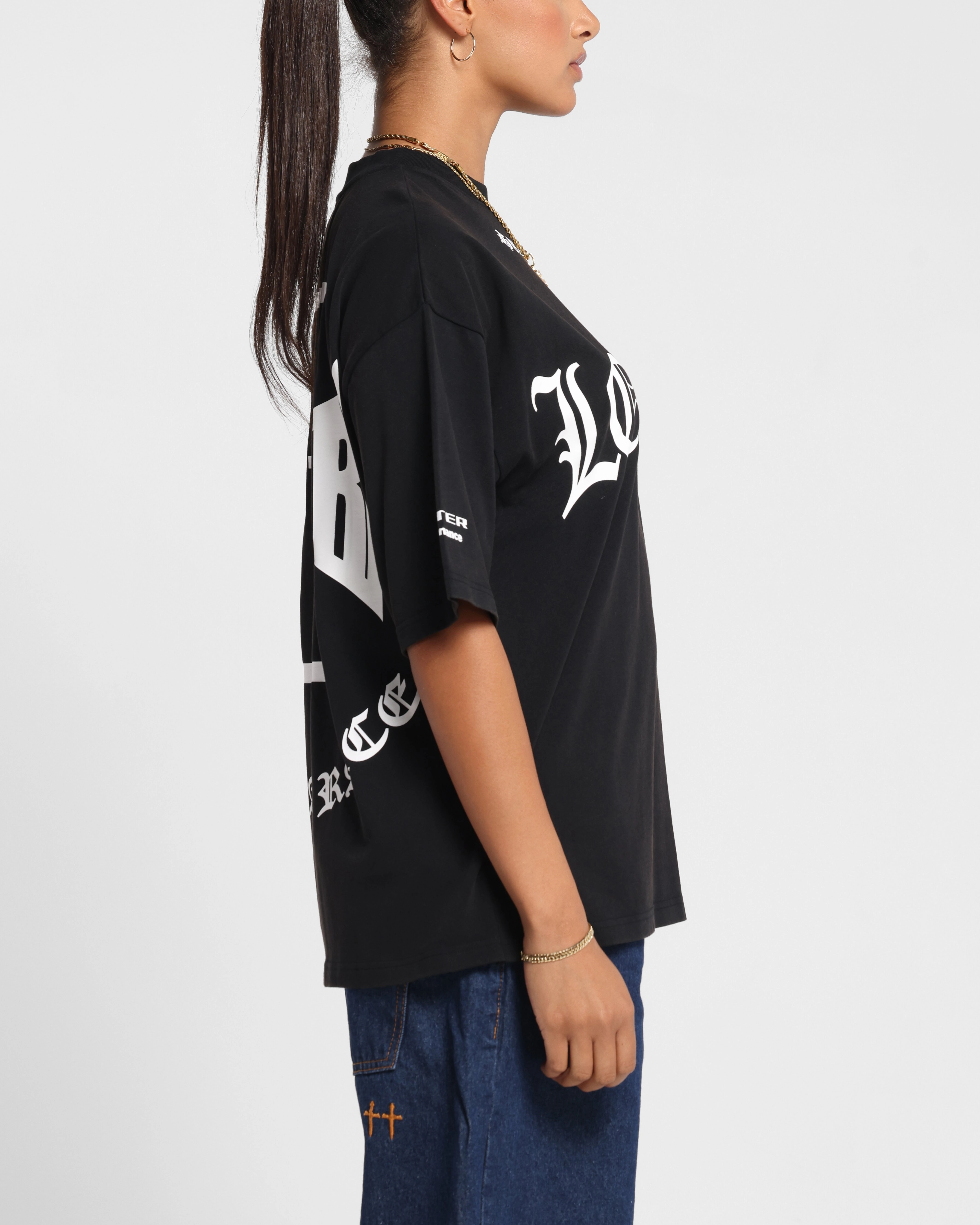 Athletic Look Loiter Biker Vintage T-Shirt Vintage Black