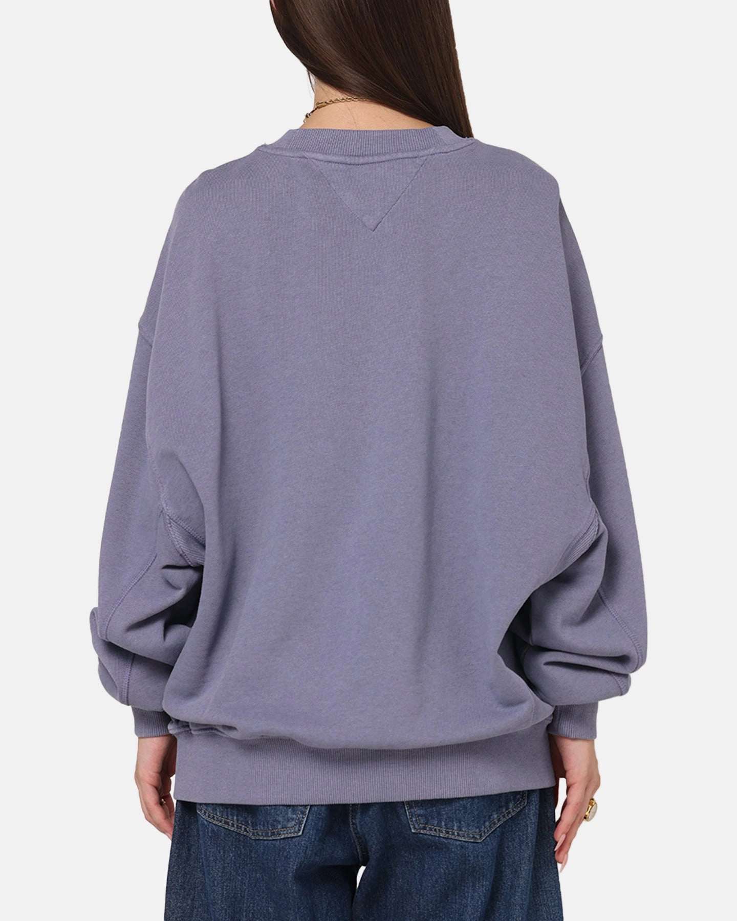 Tommy Jeans Cropped Overdyed Varsity Crewneck Washed Blue YarnBlend