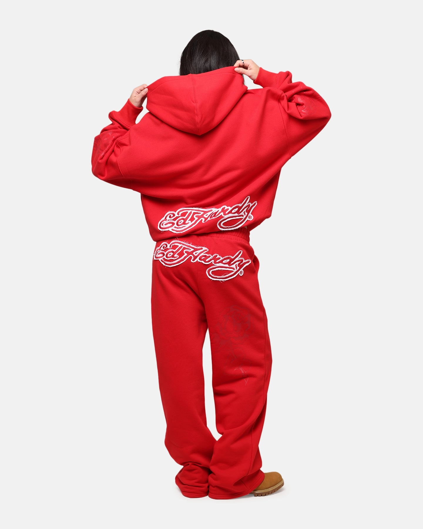 casual top Ed Hardy Women's Rose Zip Hoodie Red